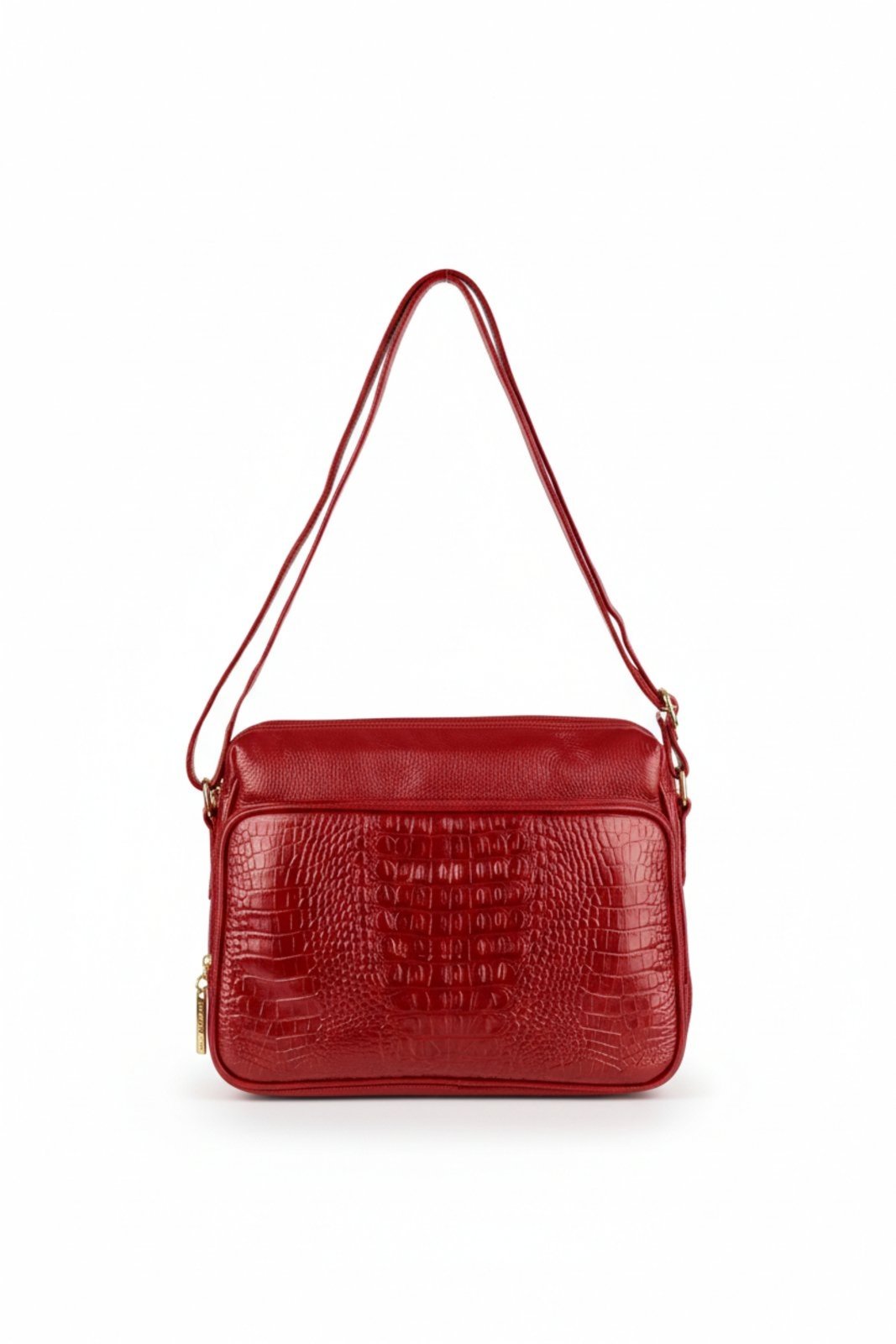 Vista 2 Bolsa Andrea Vinci De Couro Croco Tiracolo Com Divisórias Rita vermelho Andrea Vinci vermelho