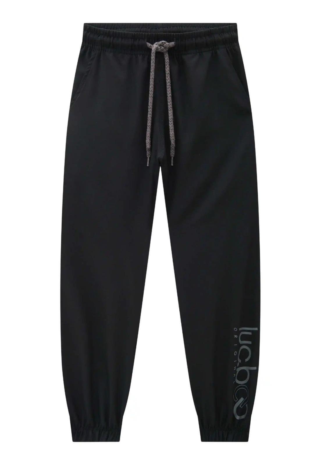 Infantil - Calça Moletom Jogger Preta Menino LucBoo 10 Preto