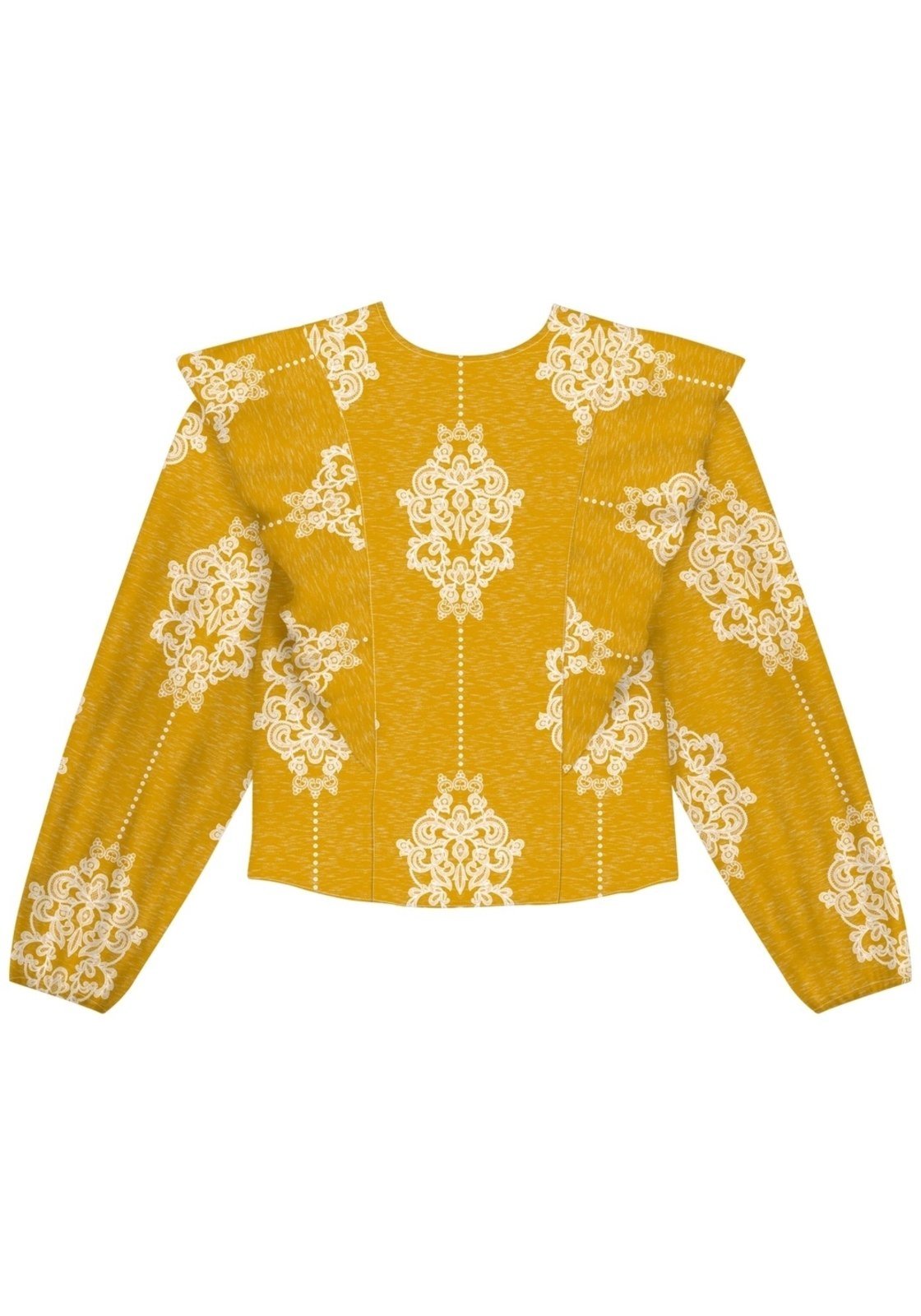 Blusa Lez a Lez De Mangas Amplas Em Viscose Com Babados