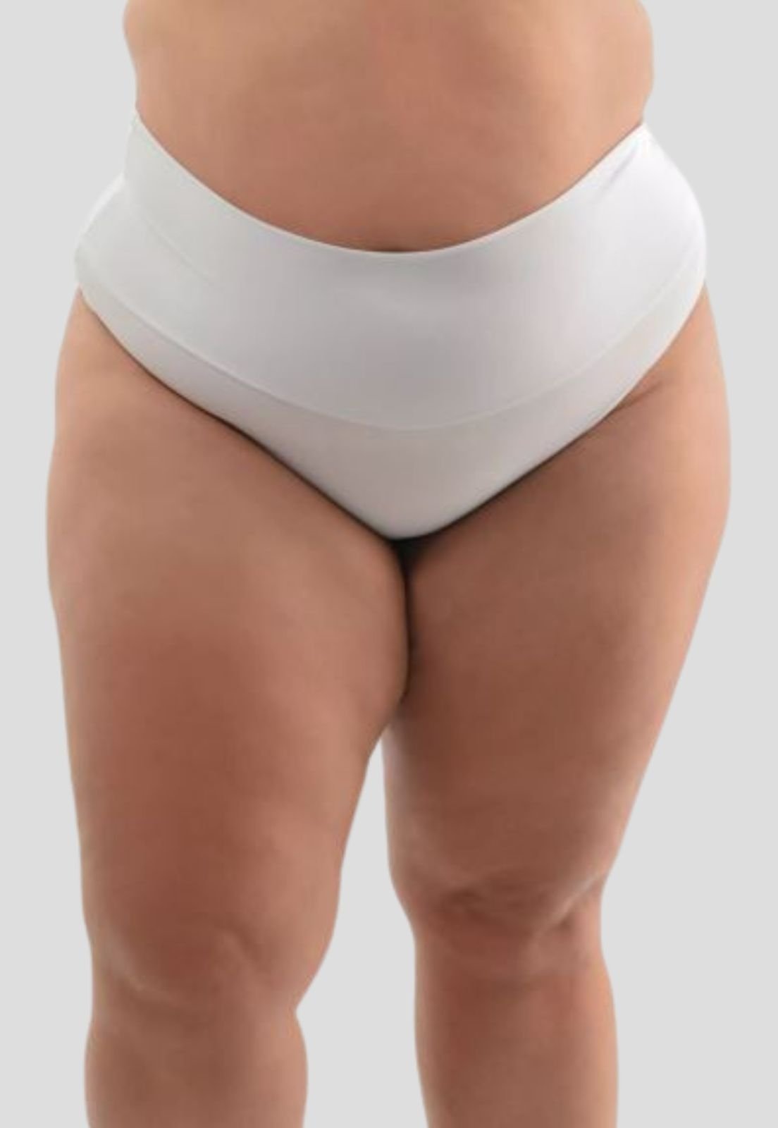 Calcinha Cinta Plus Size Cós Alto Suplex Compressão Cintura Alta Branco