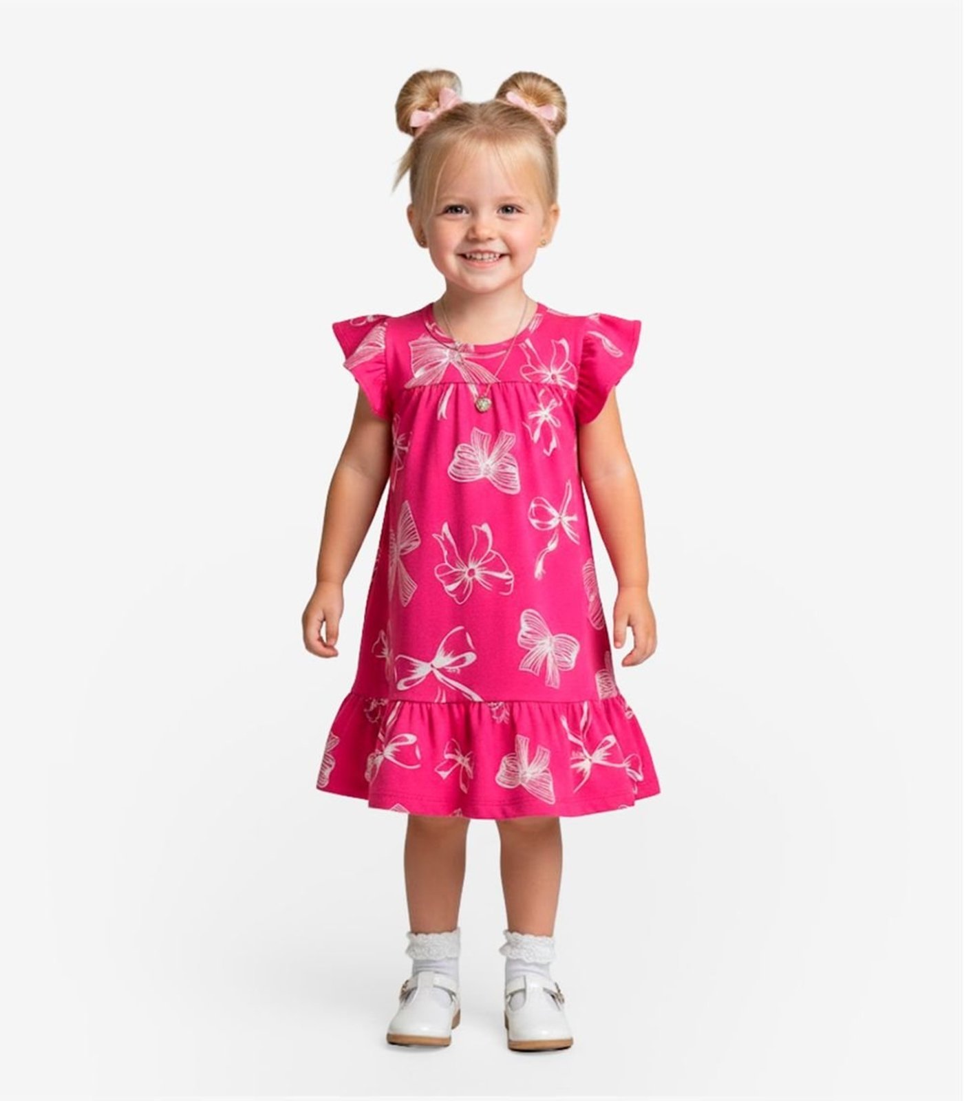 Infantil - Vestido Com Manga Godê Select Rosa