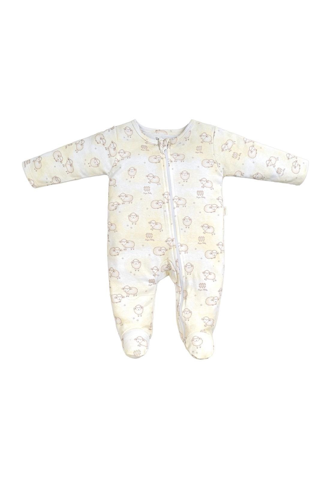 Infantil - Macacão Longo Estampado de Ovelhinhas Menina Anjos Baby P Unico