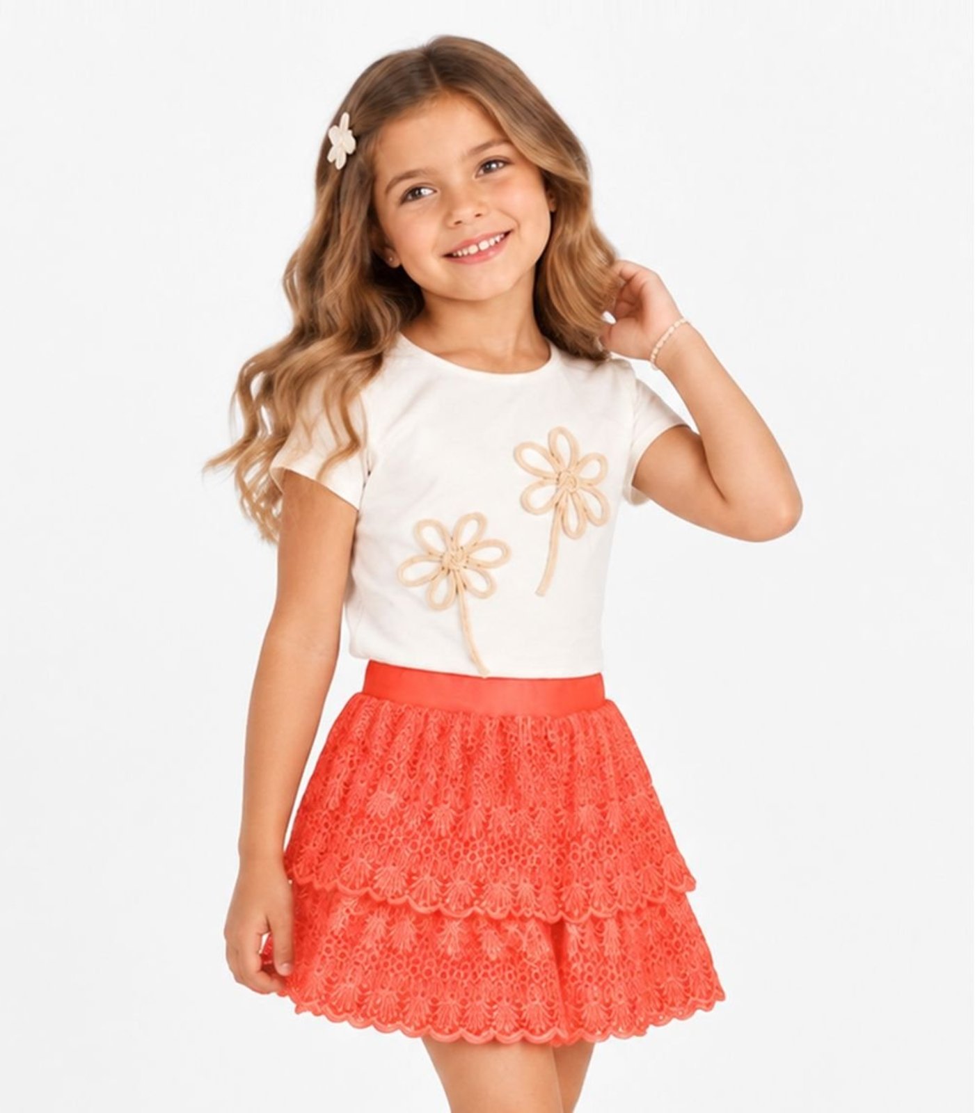 Infantil - Conjunto Blusa e Saia Trick Nick Laranja
