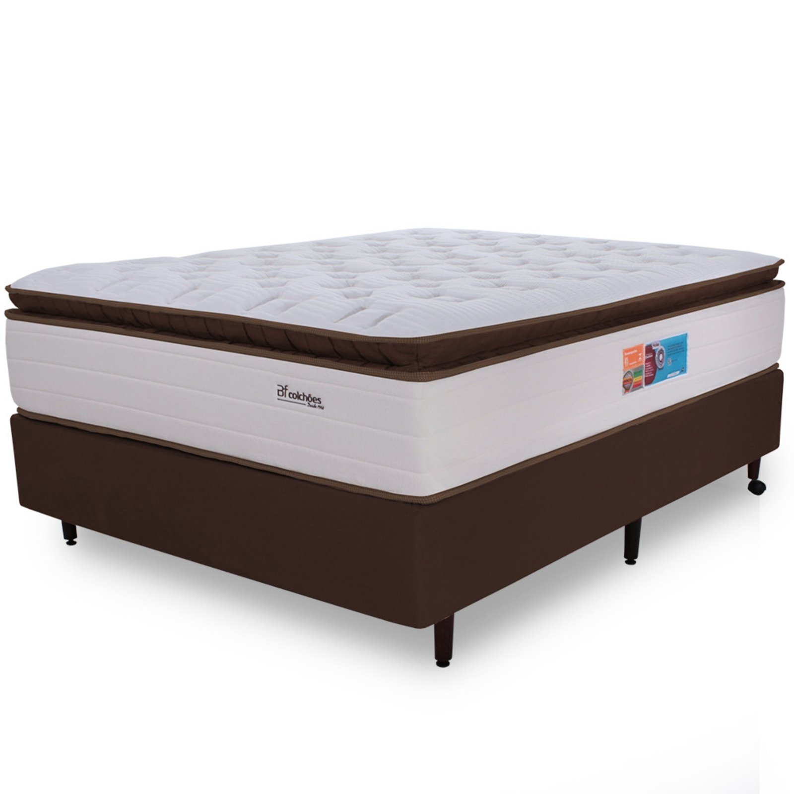 Cama Box Colchão Casal Sensation Premium Mola Ensacada com pillow Top Macio de Espuma HiperSoft + Viscoelástico BF Colchões