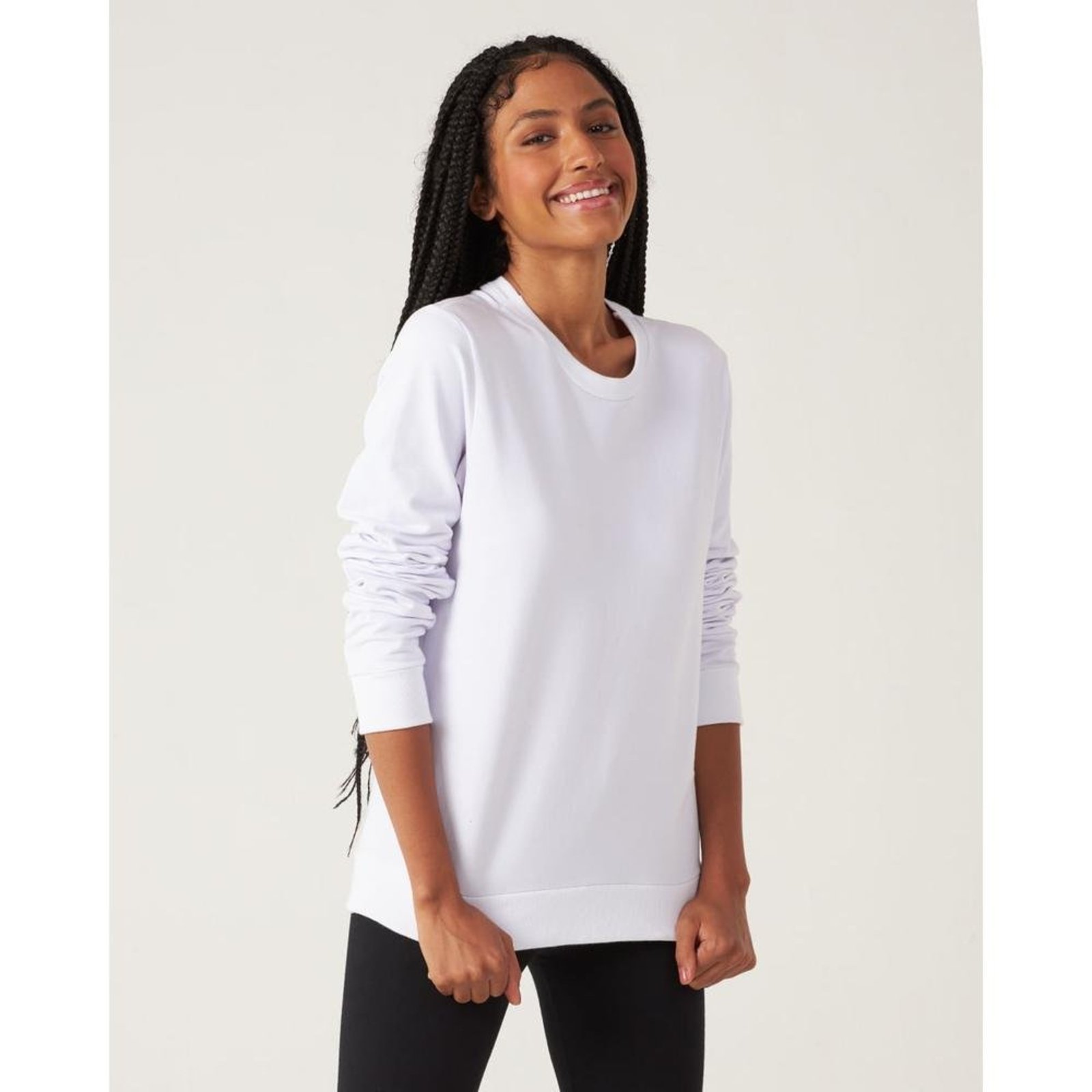 Blusão Básico Feminino Decote Redondo Moletom Stretch