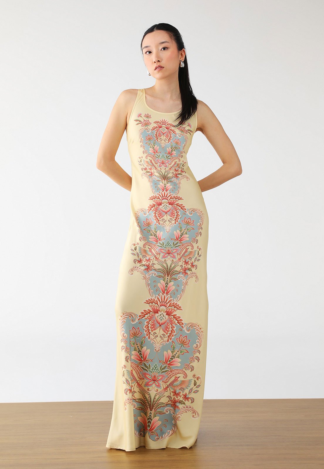Vestido FARM Longo Cropped Encanto Boho Amarelo