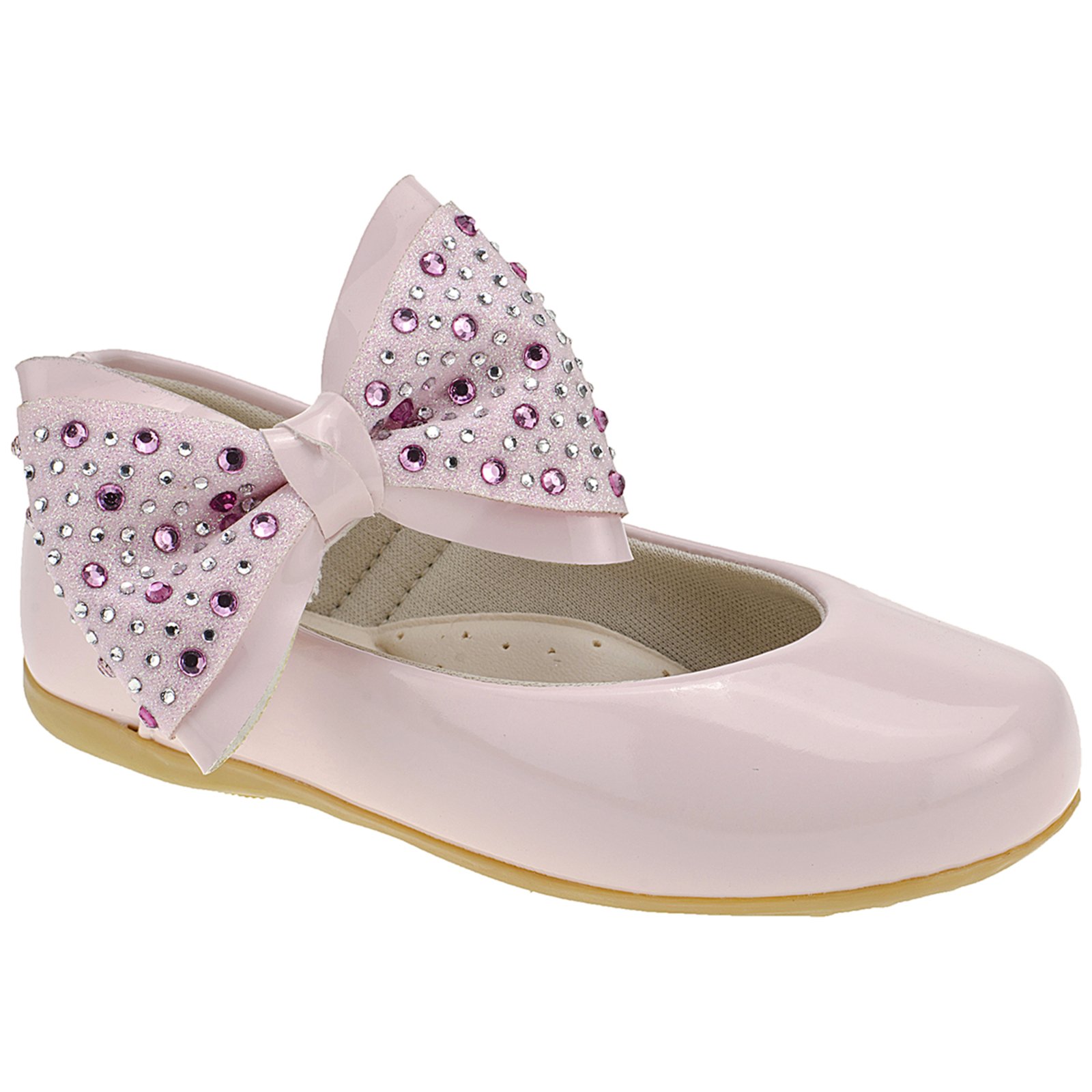 Infantil – Sapatilha Menina Casual Batizado Confortável Laço de Glitter é Strass – Rosa