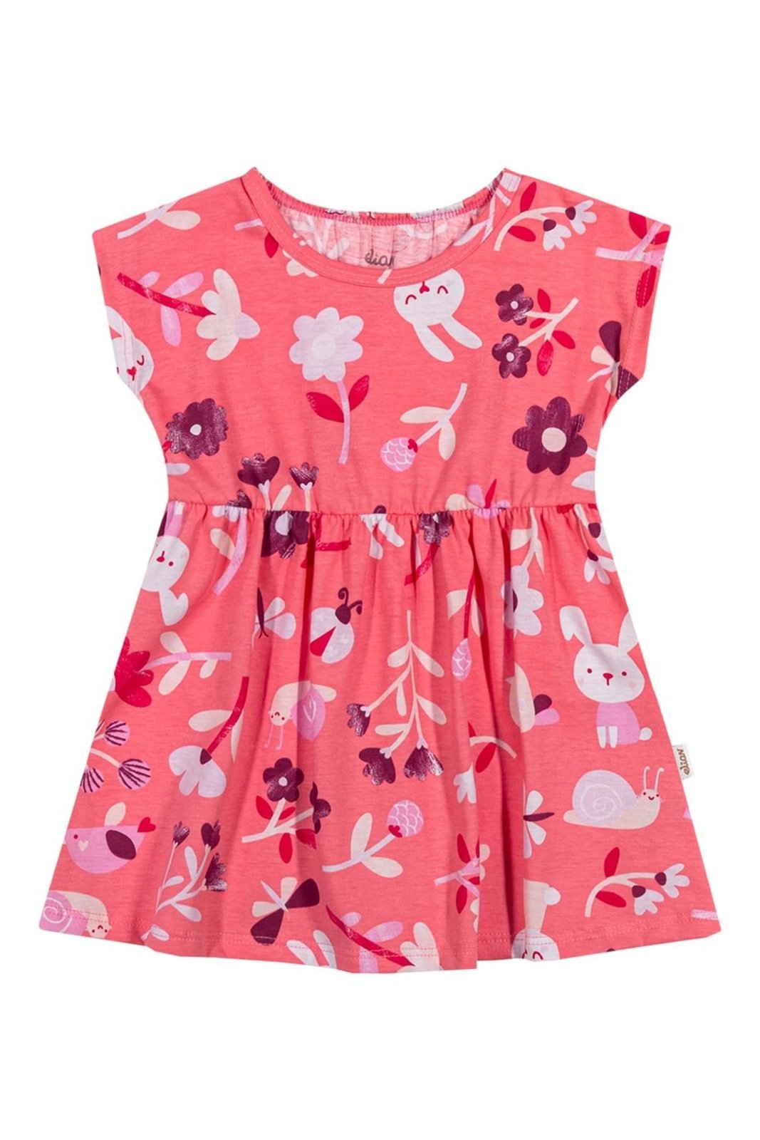 Infantil - Vestido Menina Meia Malha Bichinhos Elian Rosa