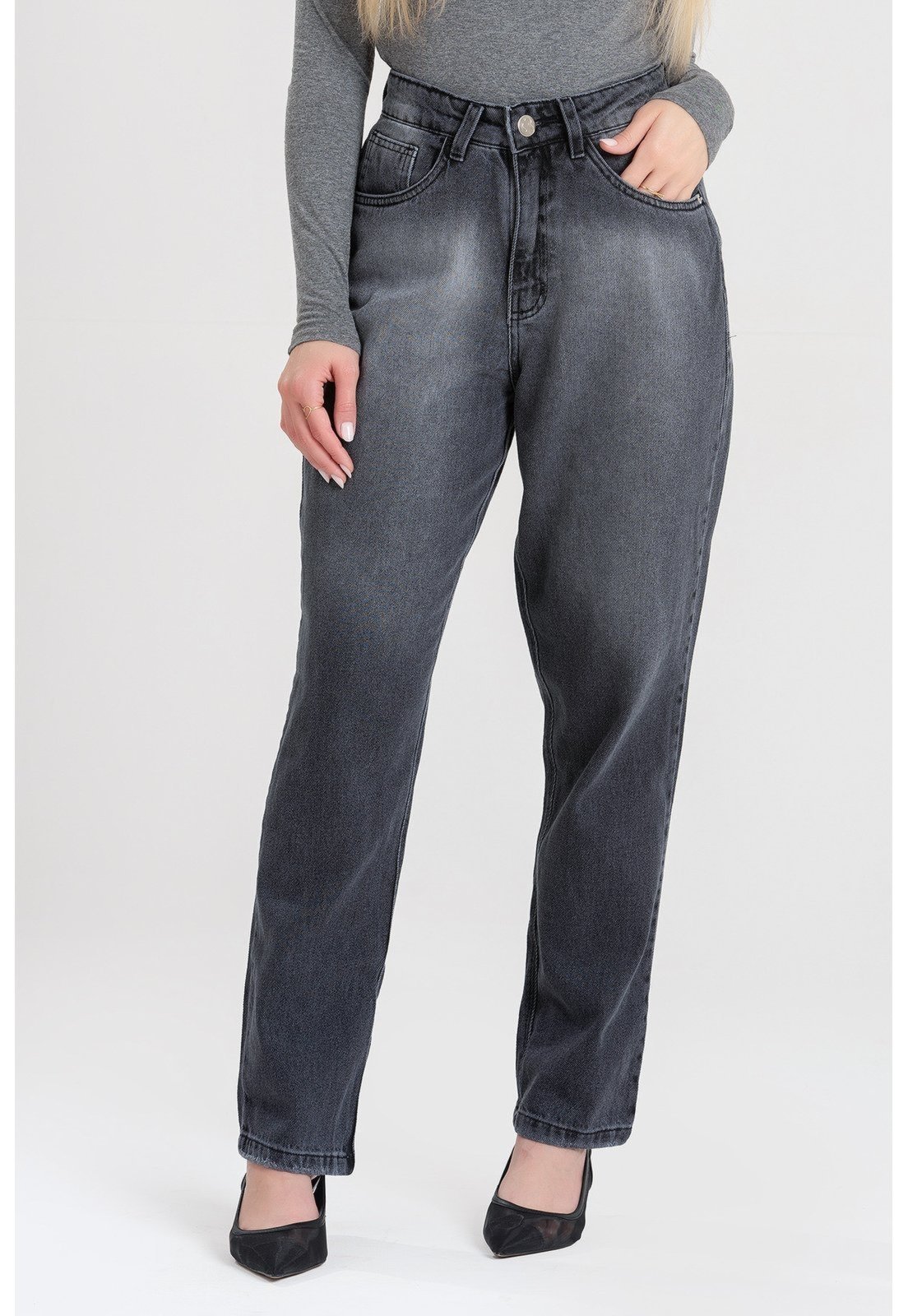 Calça Jeans Mom Elow Cintura Média