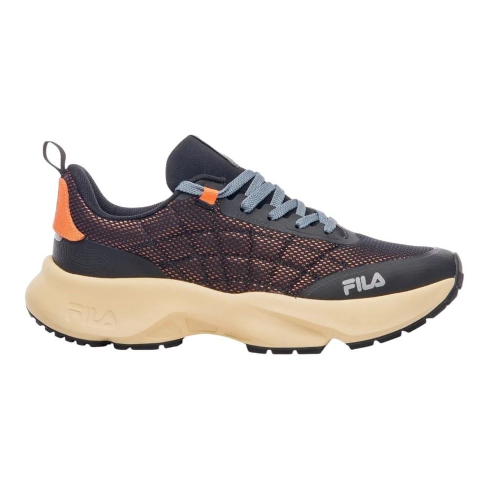 Tênis Fila Elevation Preto e Laranja Masculino Preto