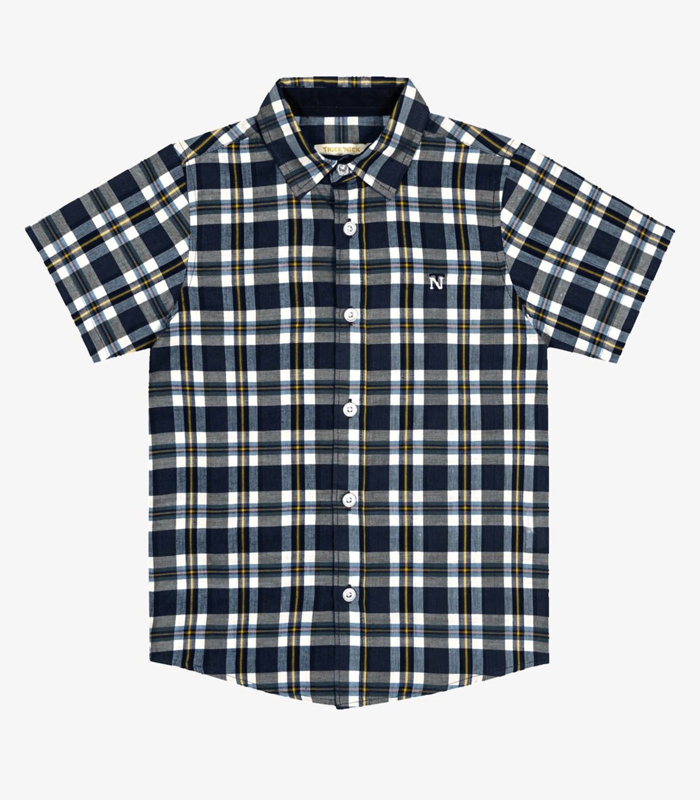 Infantil - Camisa Masc Tricoline Xadrez Trick Nick Azul