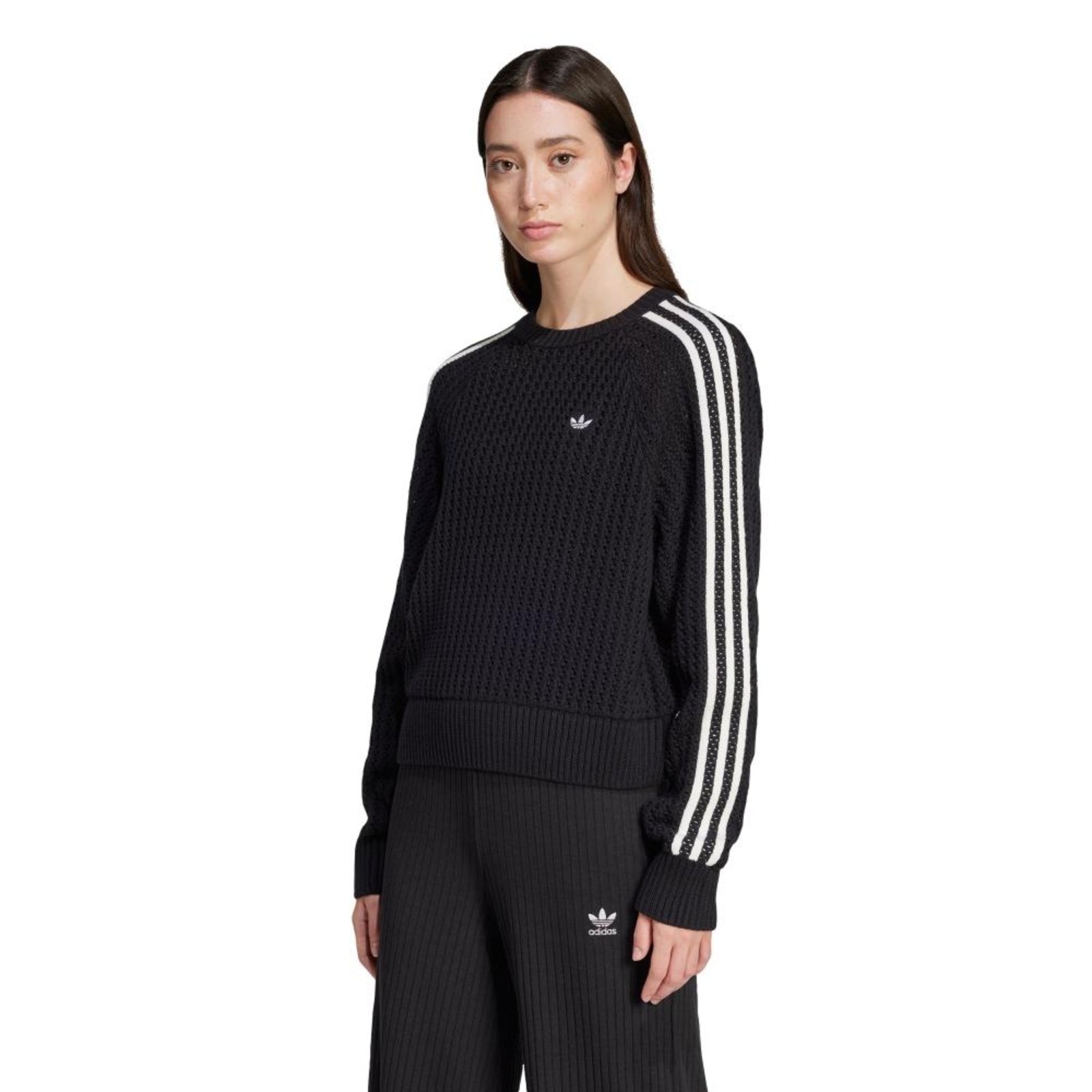 Moletom Knitted Adicolor Crew adidas Originals Preto