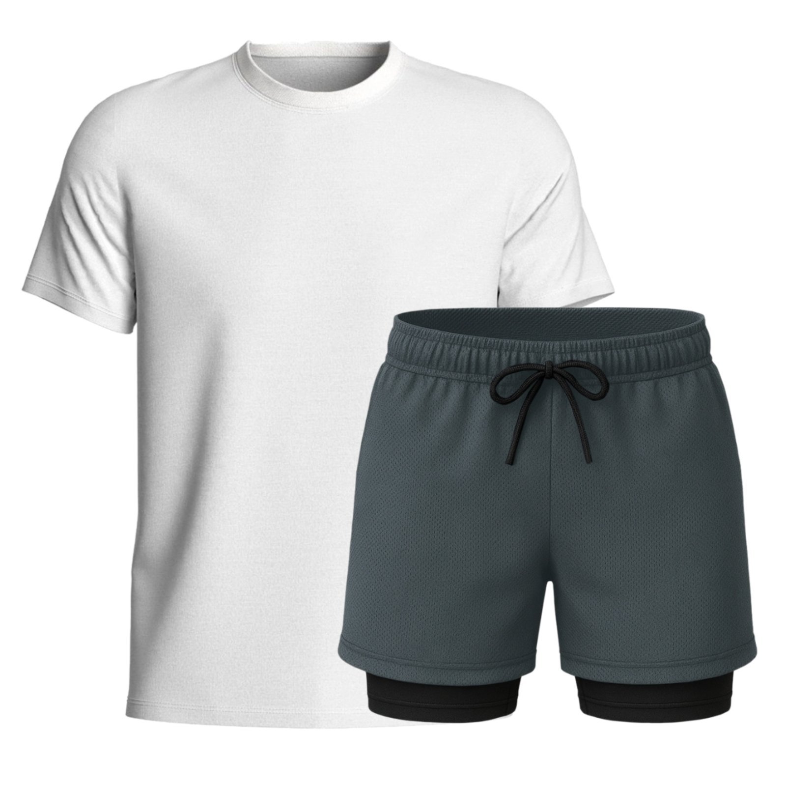 Conjunto Masculino Camiseta Algodão e Short Térmico Dryfit Liso