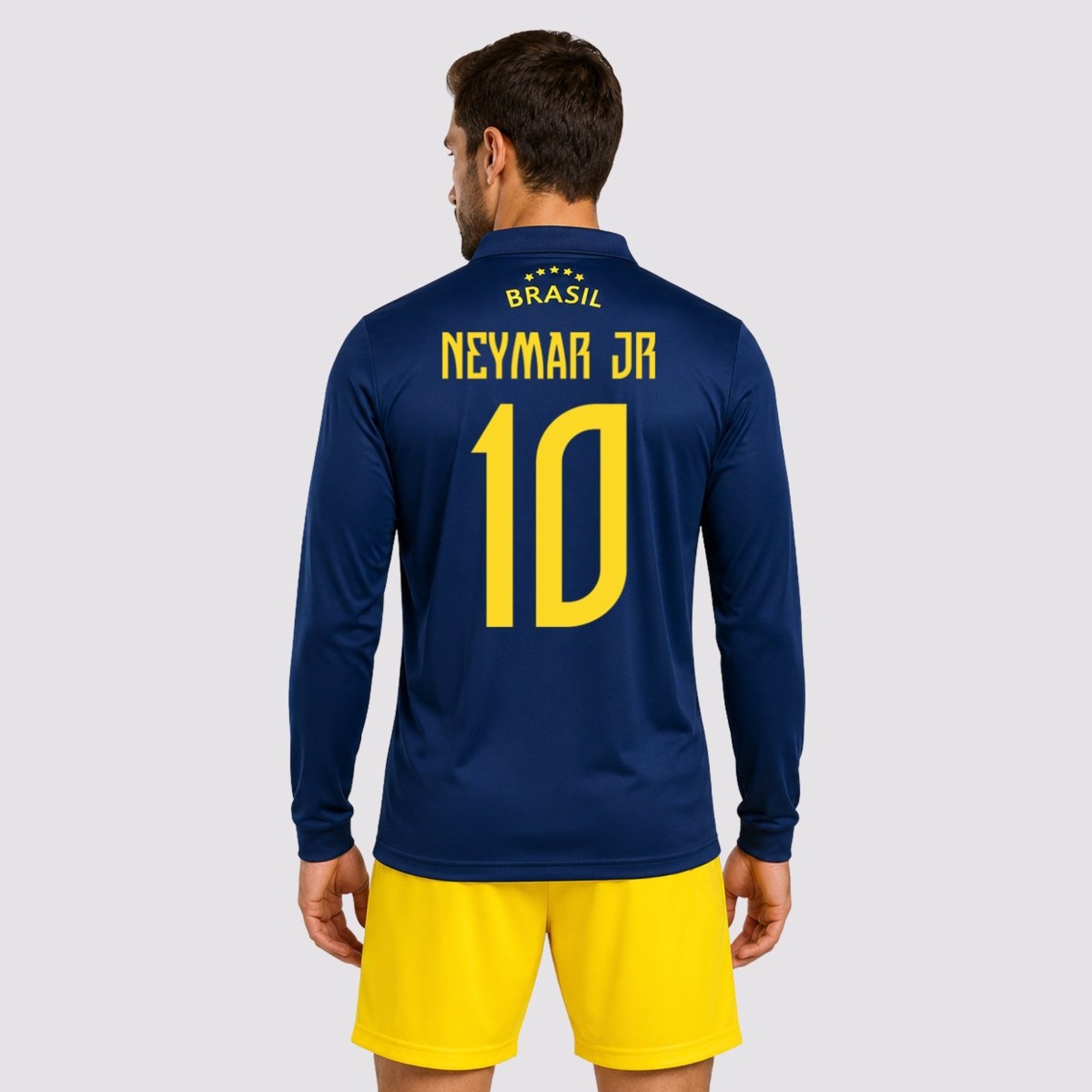 Camisa Brasil Seleça Manga Longa Marinho 10 Neymar Jr