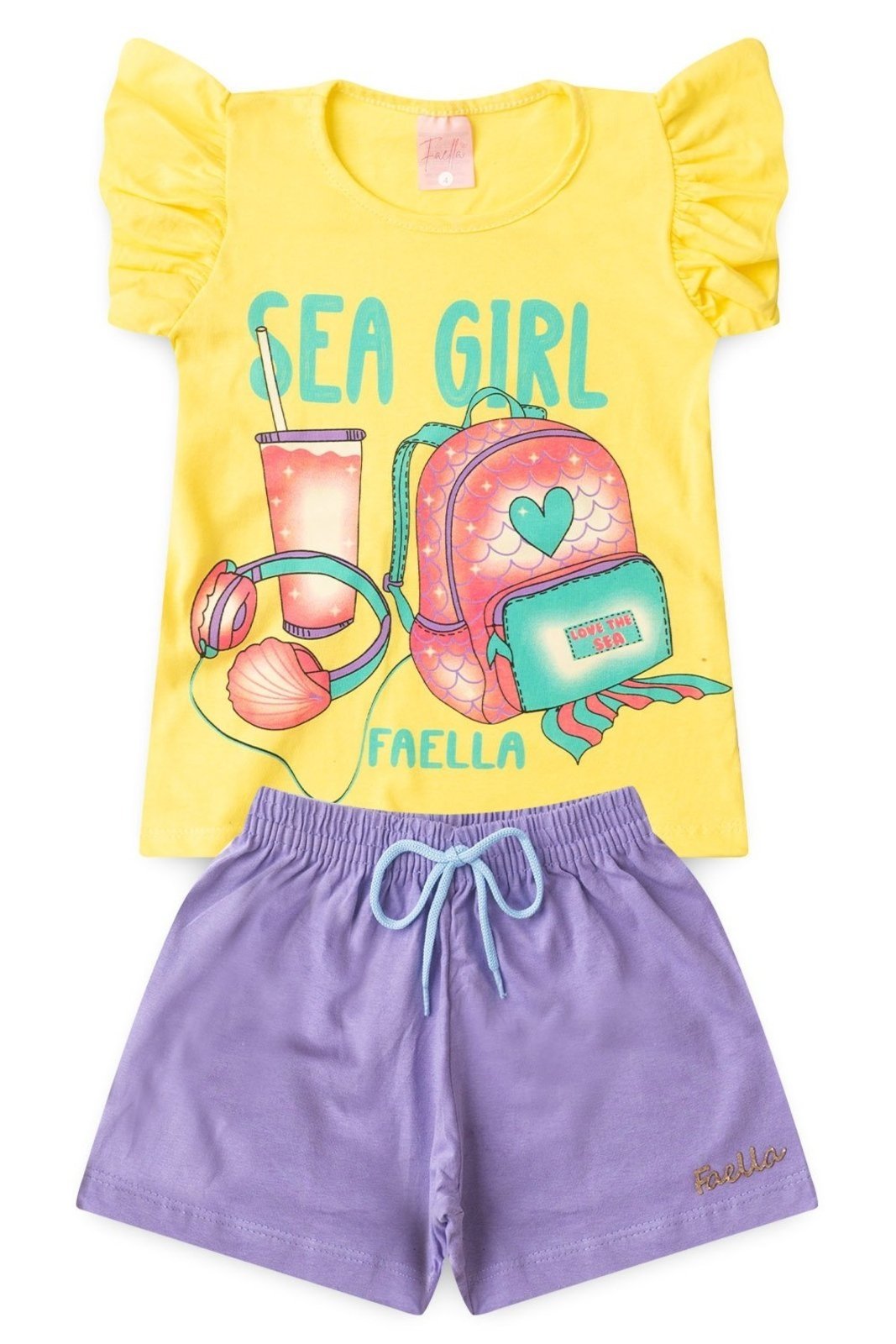 Infantil – Conjunto Verão Feminino Sea Girl – Amarelo