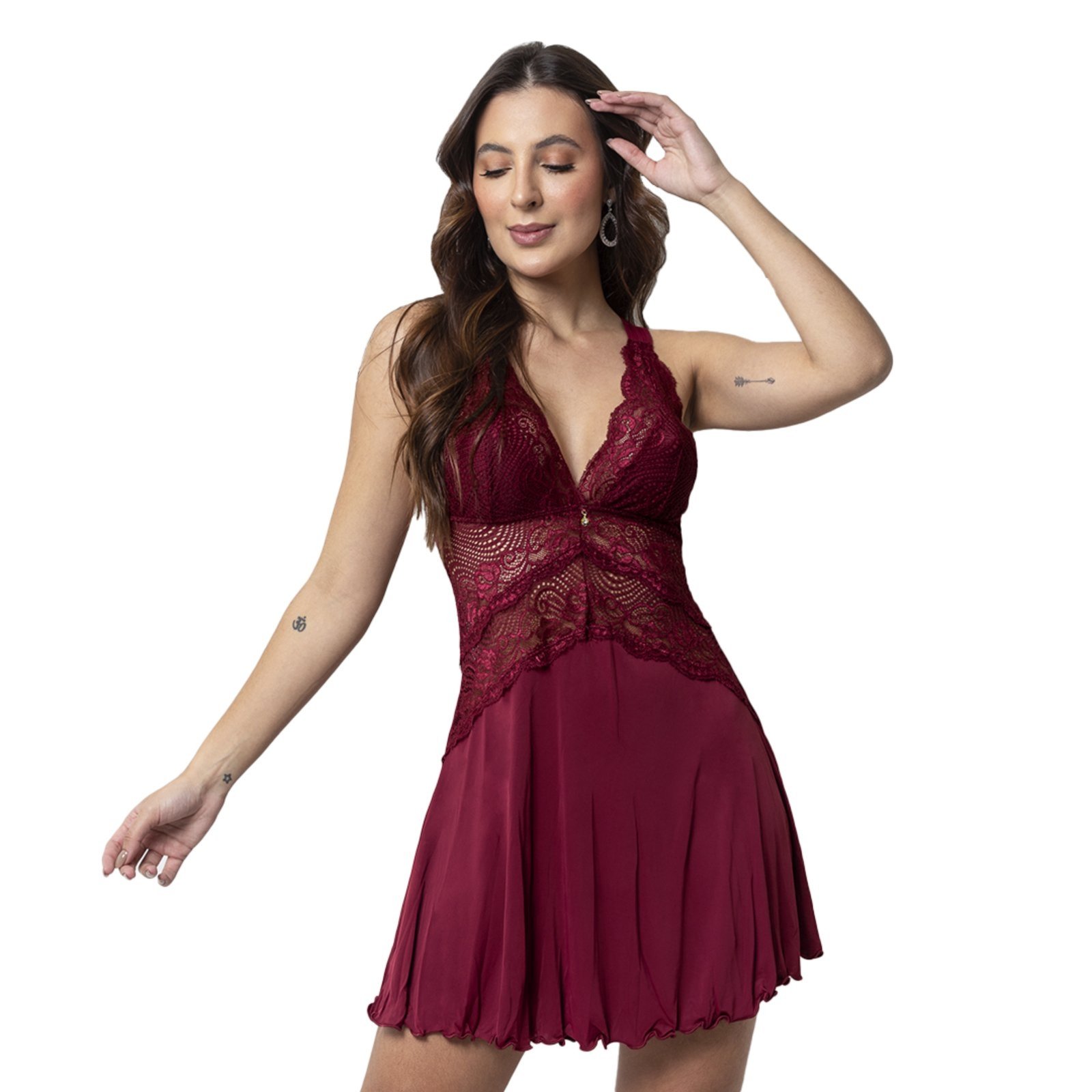 Camisola Microfibra Tetê Variedades Sem Bojo Confortável Sexy Noiva Trançada Rubro