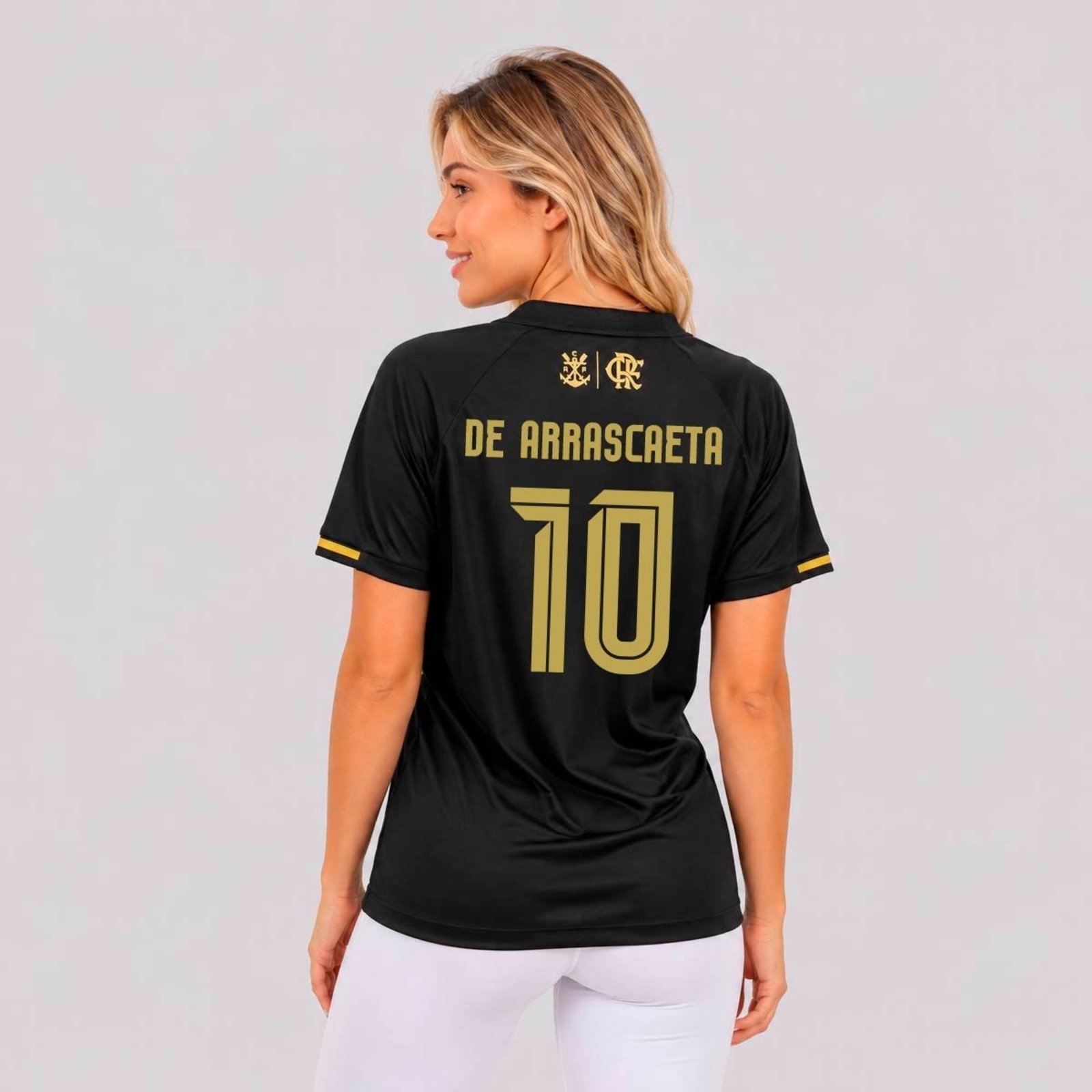 Camisa Flamengo Solto Feminina Preta 10 De Arrascaeta