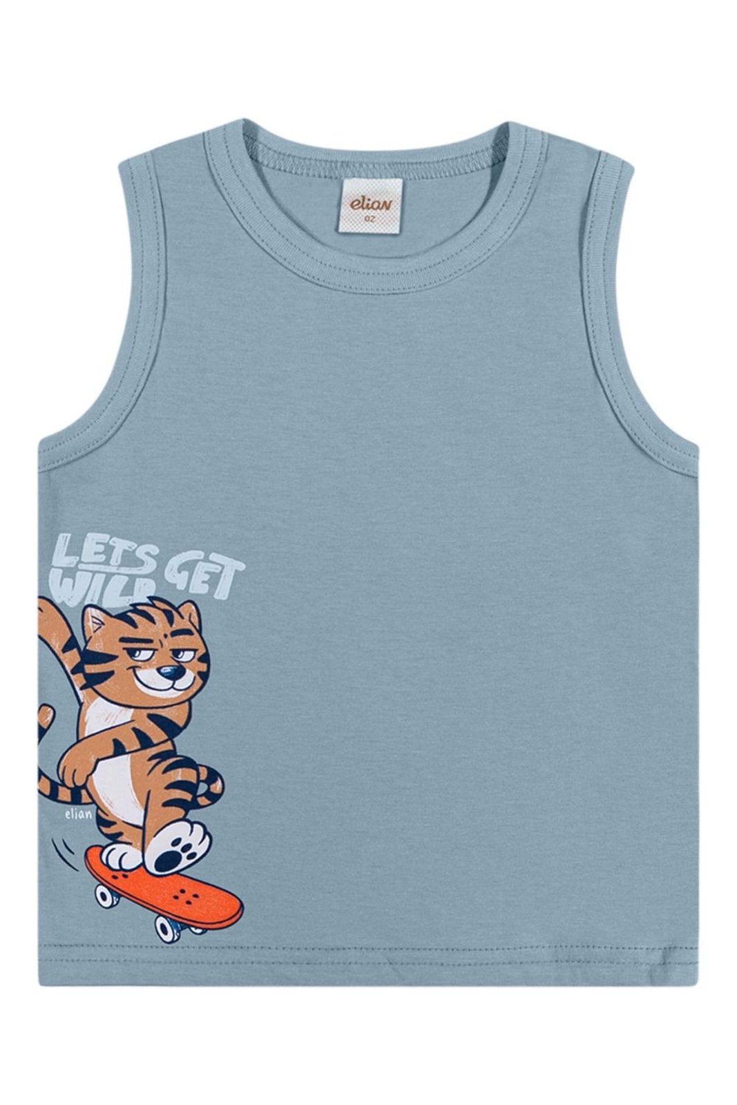 Infantil - Regata Menino Estampa Tigre Elian Azul