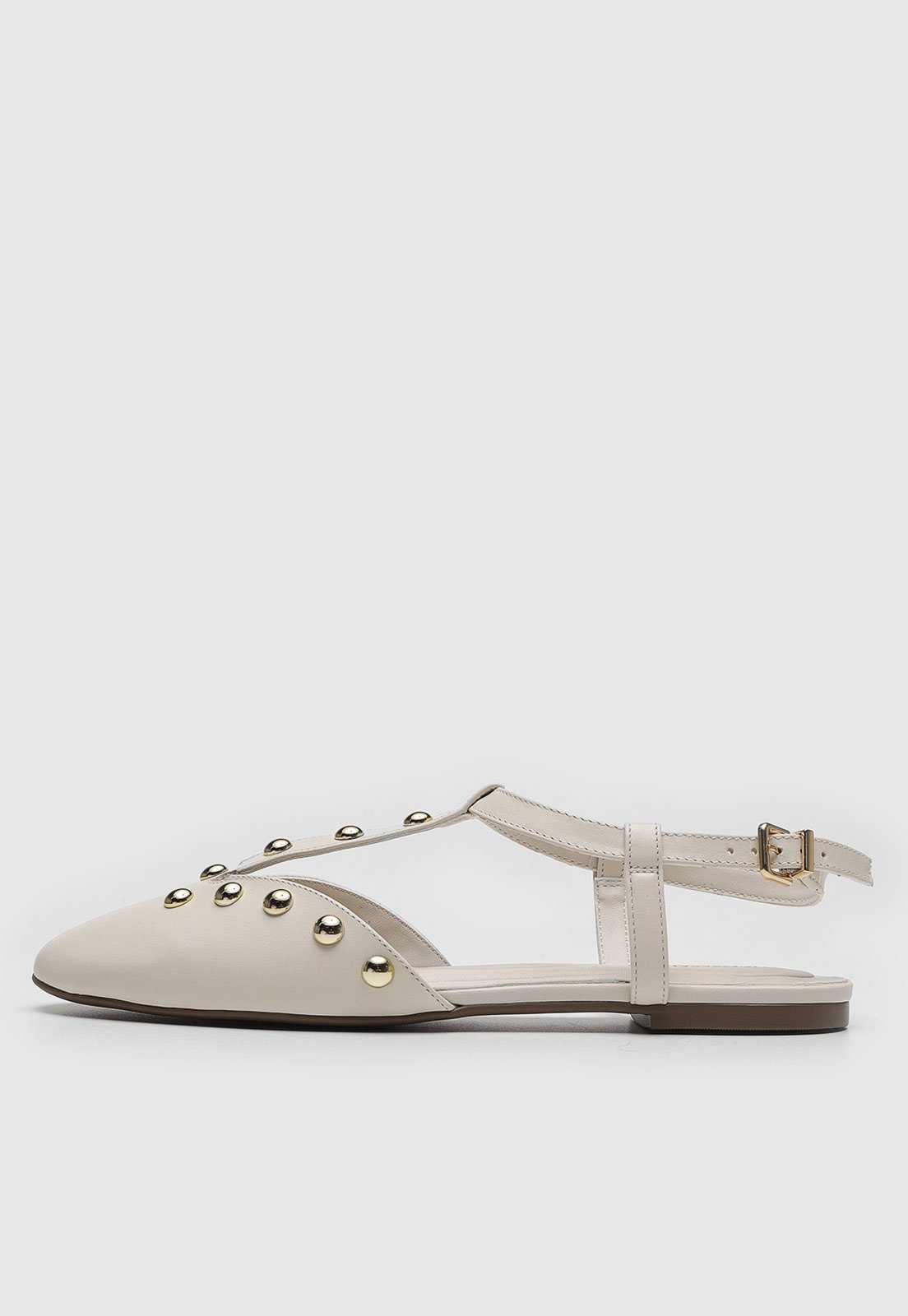 Slingback Feminino Loucos e Santos Tacha Dourada Off-White