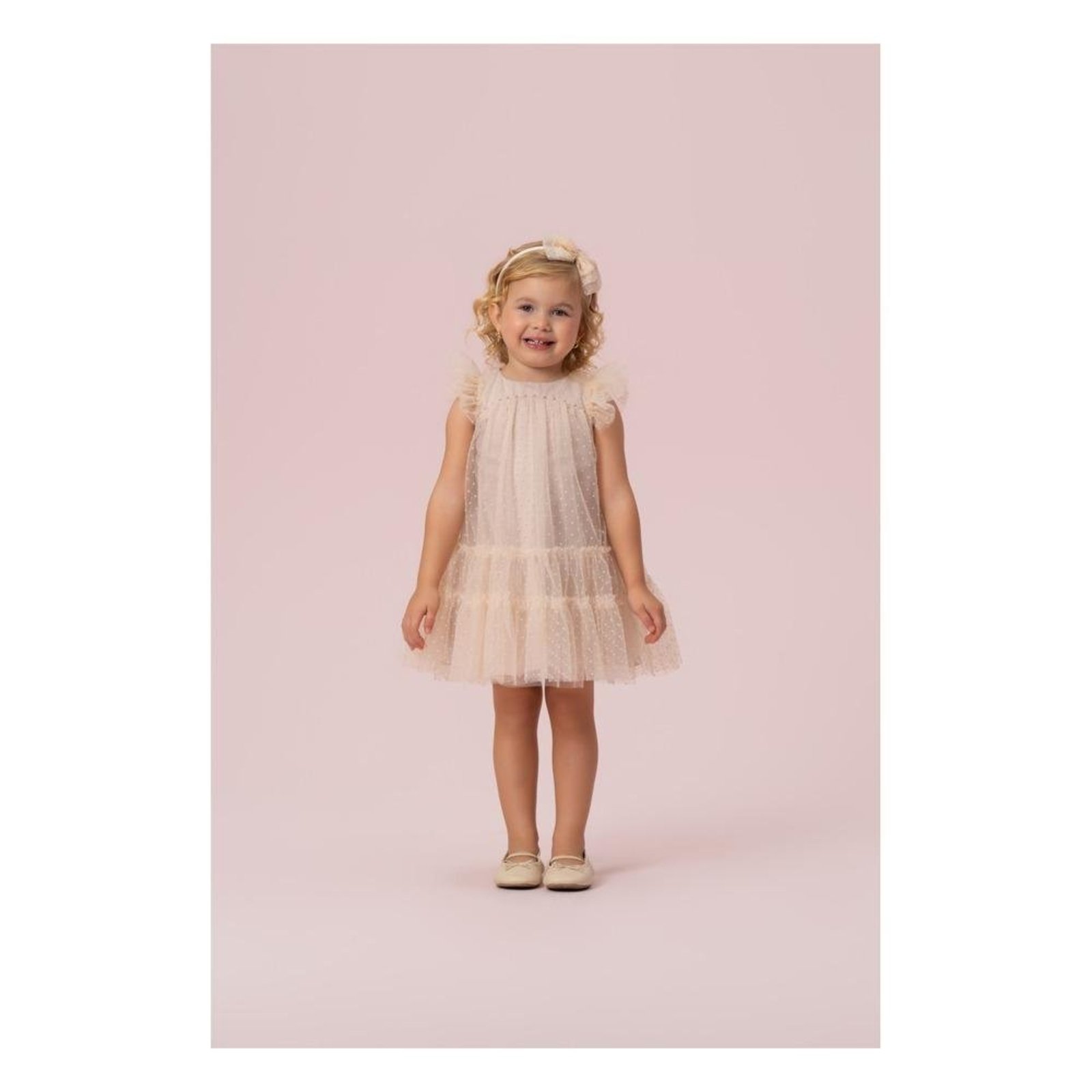 Infantil - VESTIDO DE TULE POÁ COM BABADOS PETIT CHERIE 10 Bege