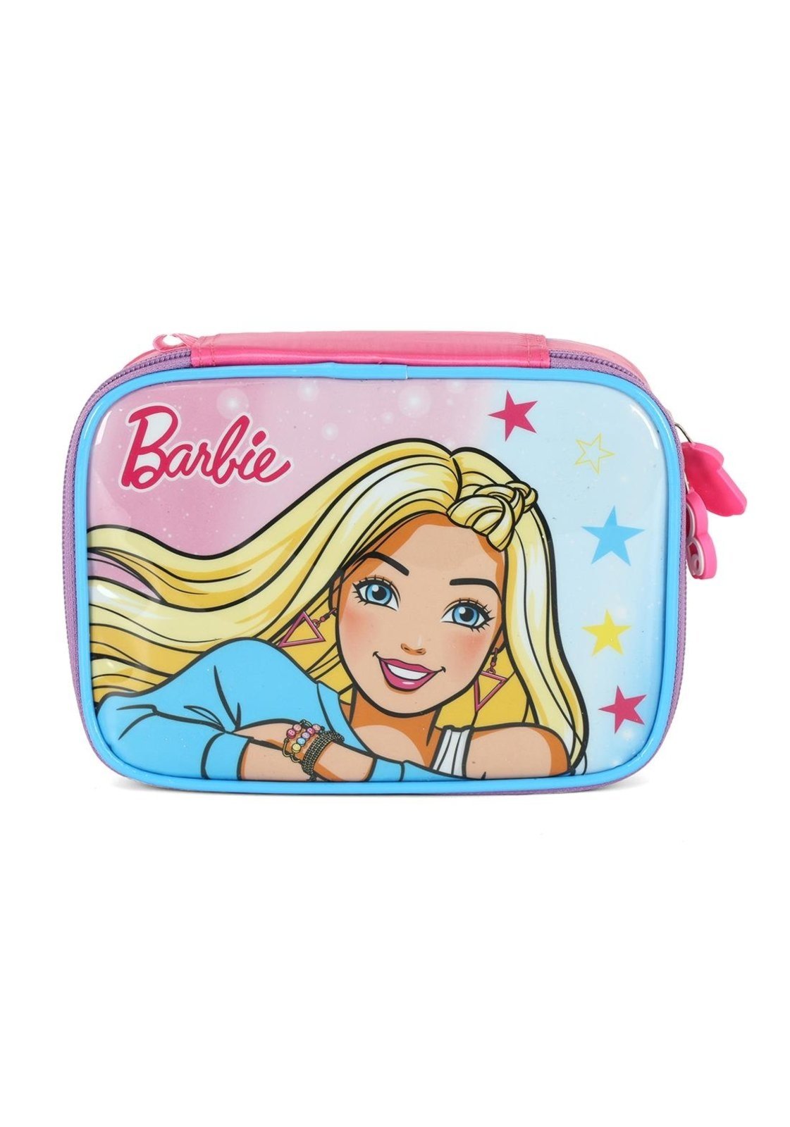 Vista 2 Infantil - Estojo Box Médio 100 Pens Barbie Náilon Estampado Luxcel azul Luxcel azul