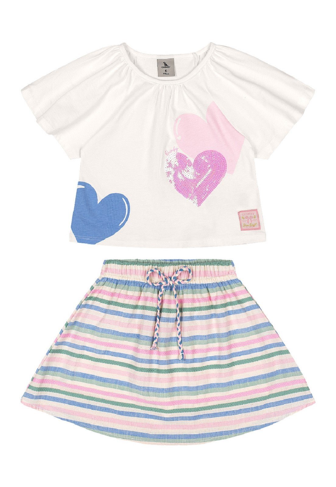 Infantil - Conjunto Blusa Saia Short Quimby Bege