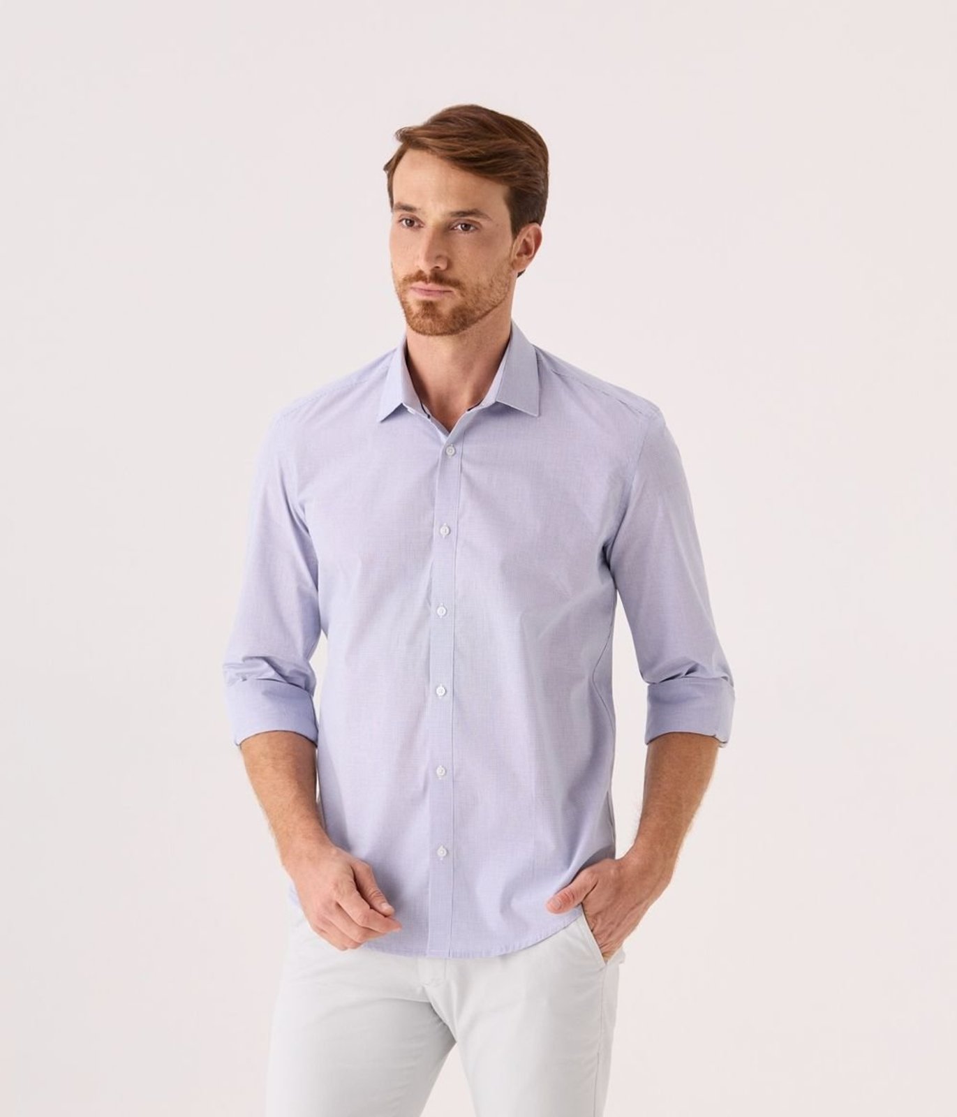 Camisa Social Makenji Micro Xadrez Masculina Azul