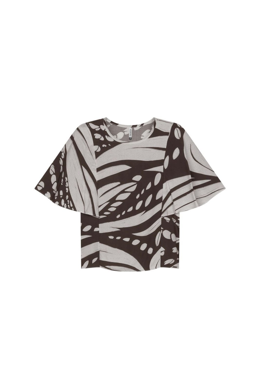 Blusa Feminina Estampada Manga Ampla Marialícia Marrom