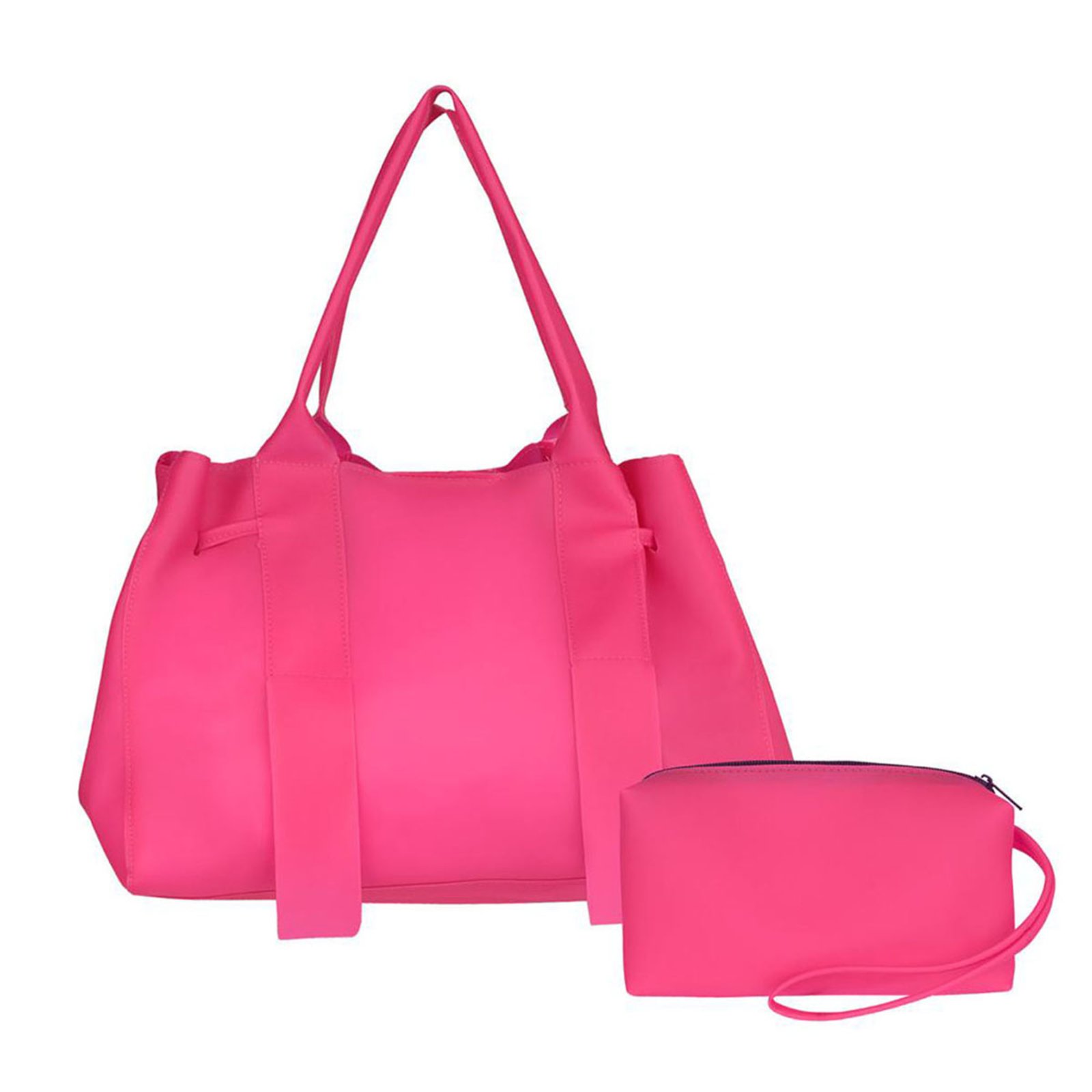 Bolsa Feminina de Praia Silicone Impermeavel Com Necessarie Rosa