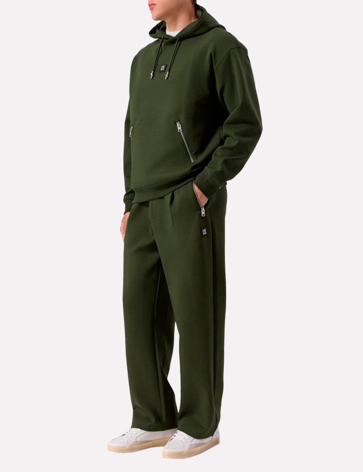 Calça Hugo Boss Masculina Moletom Regular Dargenpan Verde Escuro