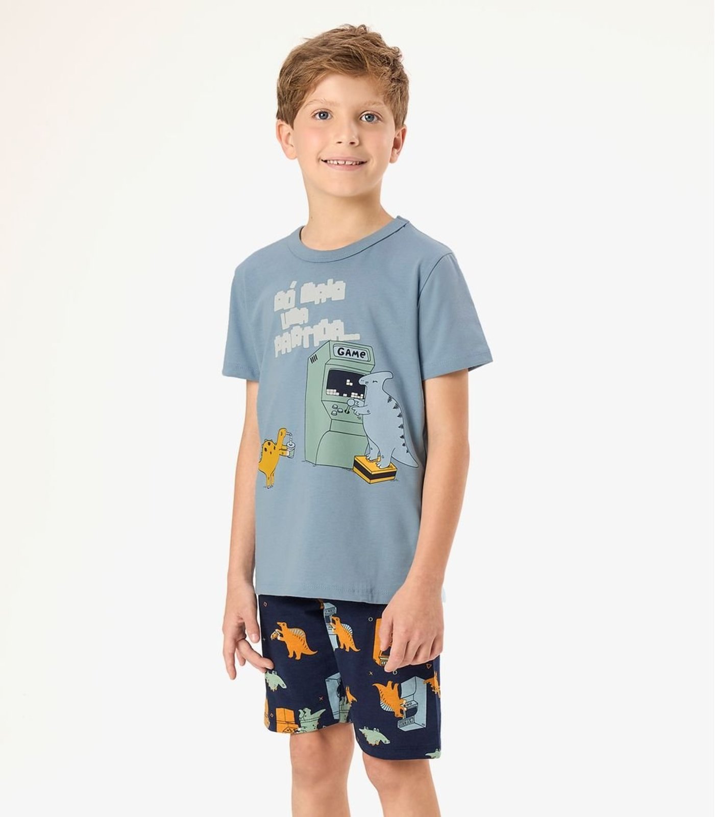 Piajama Camiseta Com Bermuda Rovi Azul