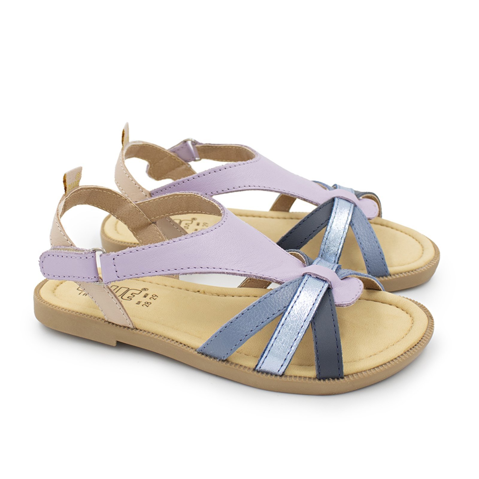 Vista 2 Infantil - Sandalia Menina Blue Amélia Couro Lilás Blue Infantis lilás blue