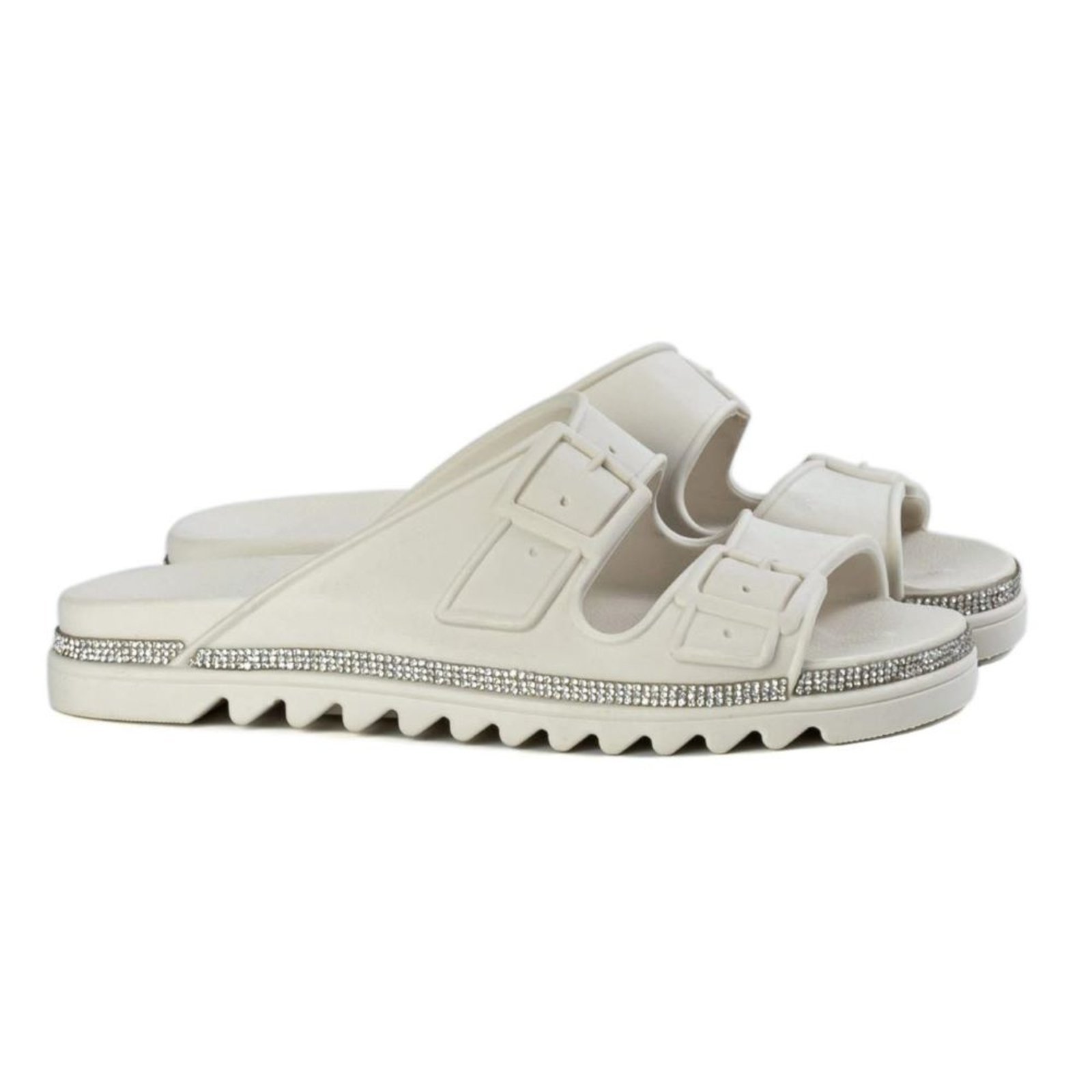 Sandália Flat Feminina Anna Andrade Chinelo Casual Papete Brilho Conforto Leve Moda Blogueira Branco