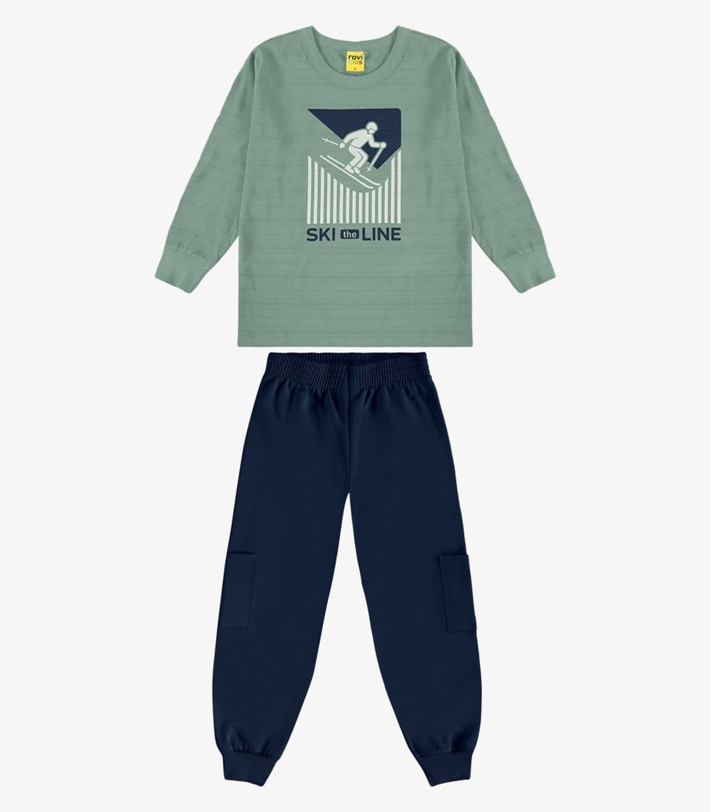 Infantil - Conjunto Camiseta com Calça Meia Malha Rovi Verde