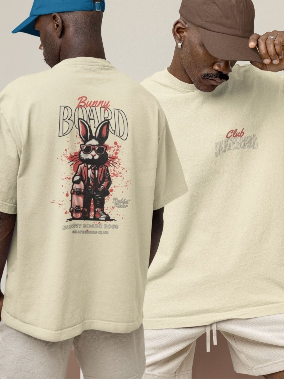 Camiseta Básica Masculina GuGi Bunny Skateboard Off White