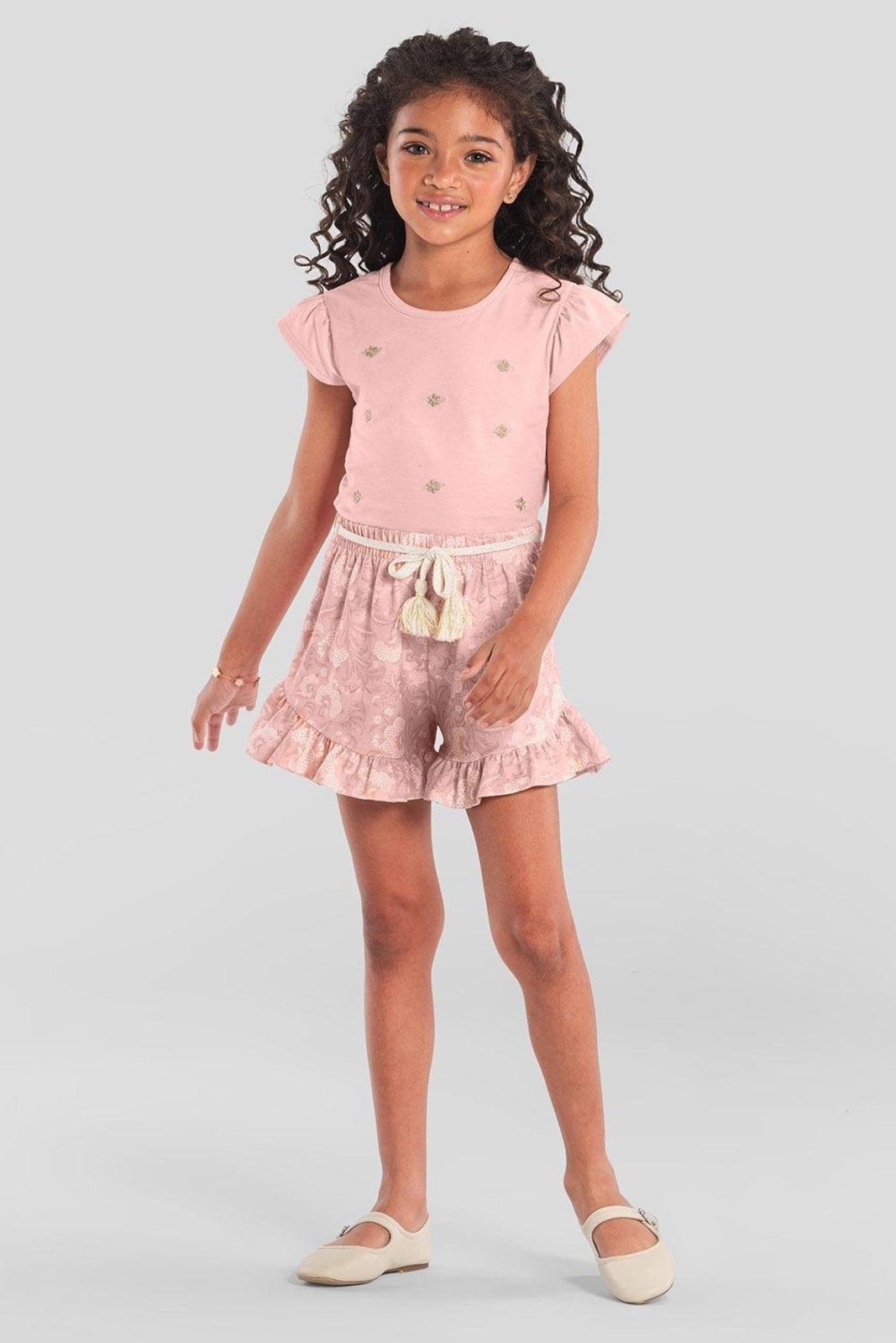Infantil - Conjunto menina com florzinhas Mundi Rosa