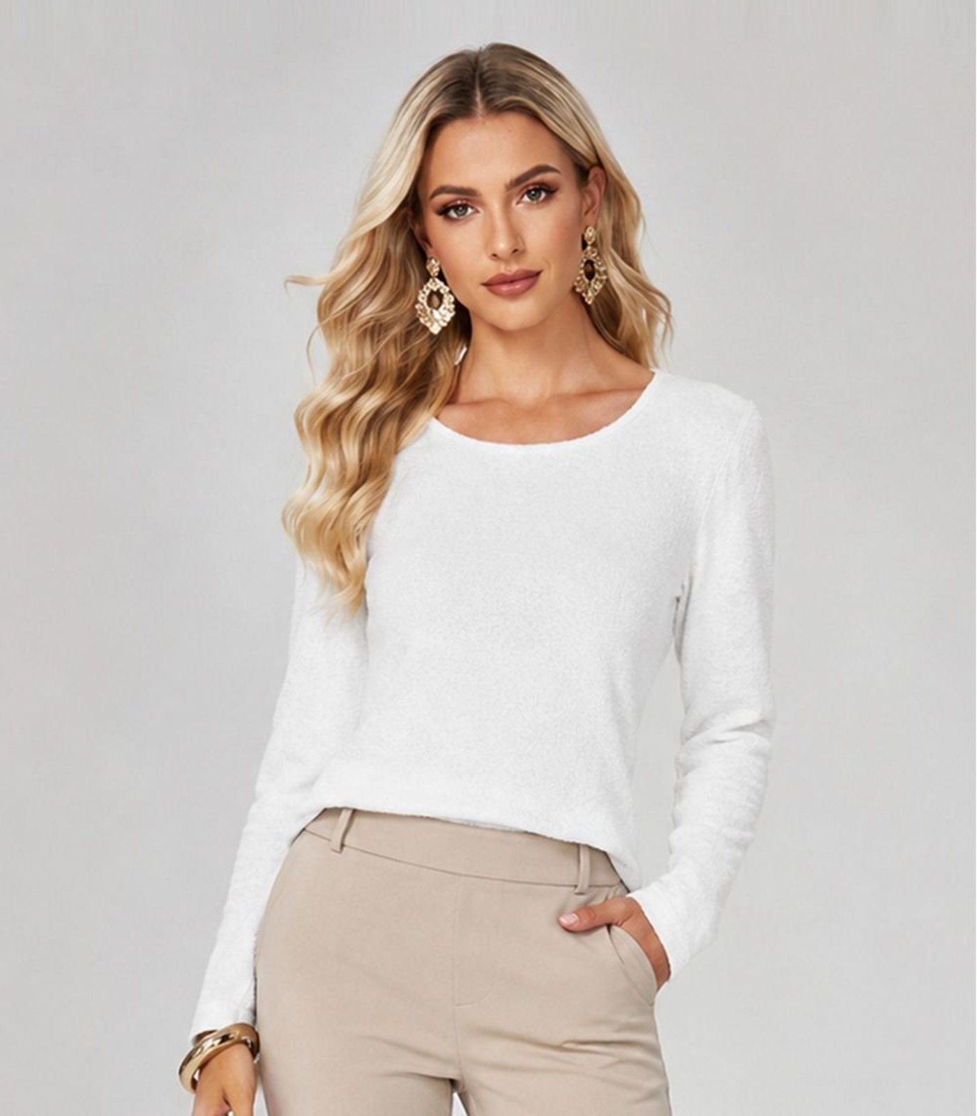 Blusa Manga Longa Básica Select Branco