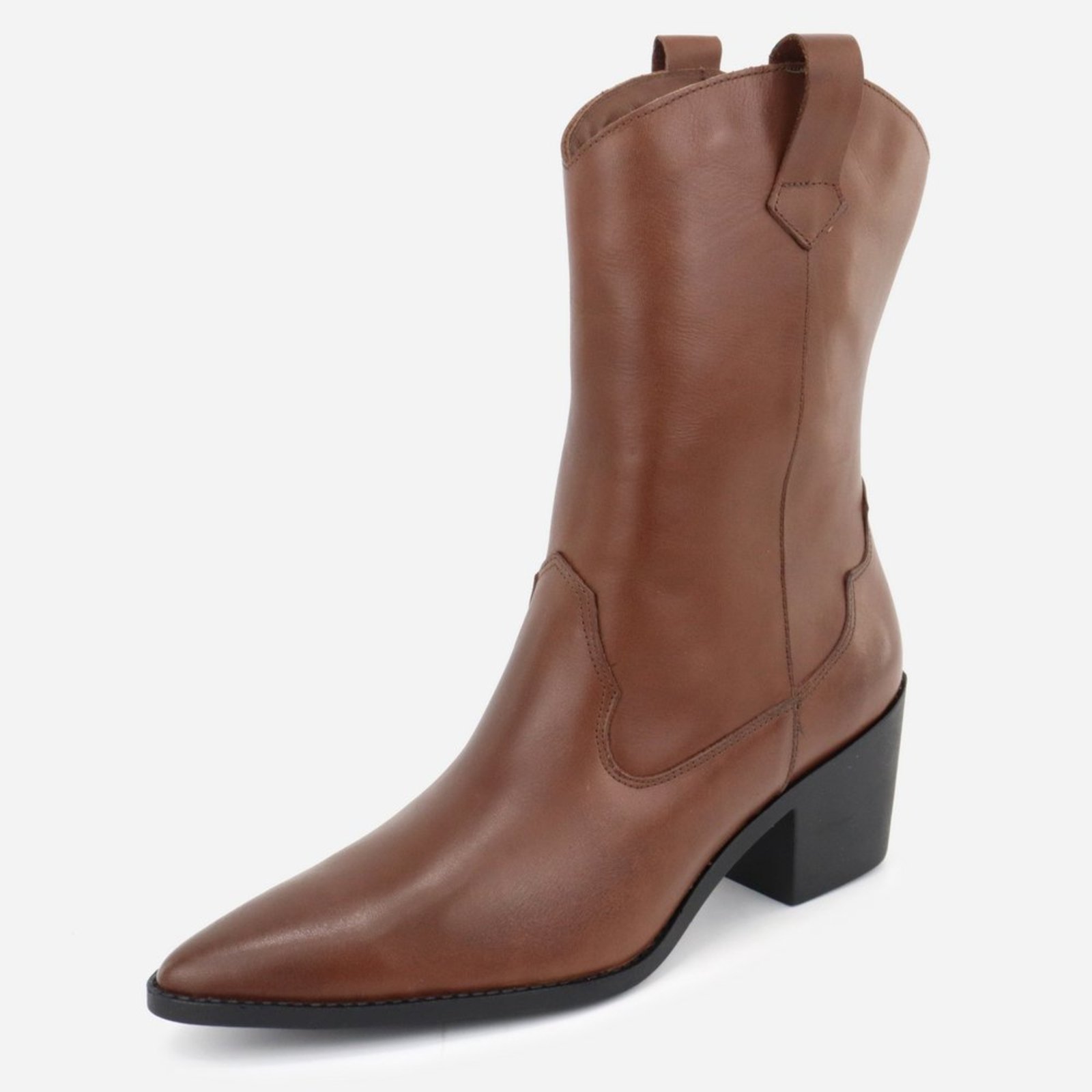 Vista 2 Bota Texana Feminina Country Western Conforto em Couro Maria Paula Cedro café café