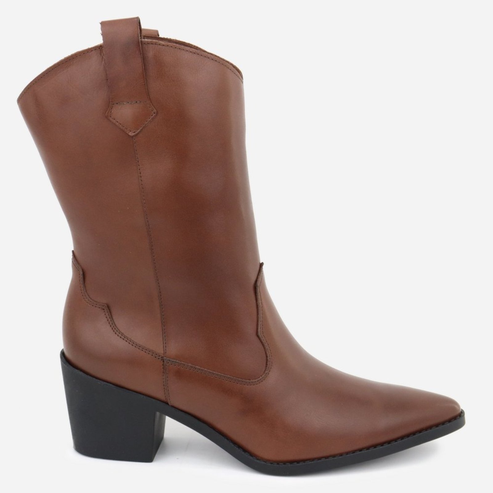 Vista 3 Bota Texana Feminina Country Western Conforto em Couro Maria Paula Cedro café café