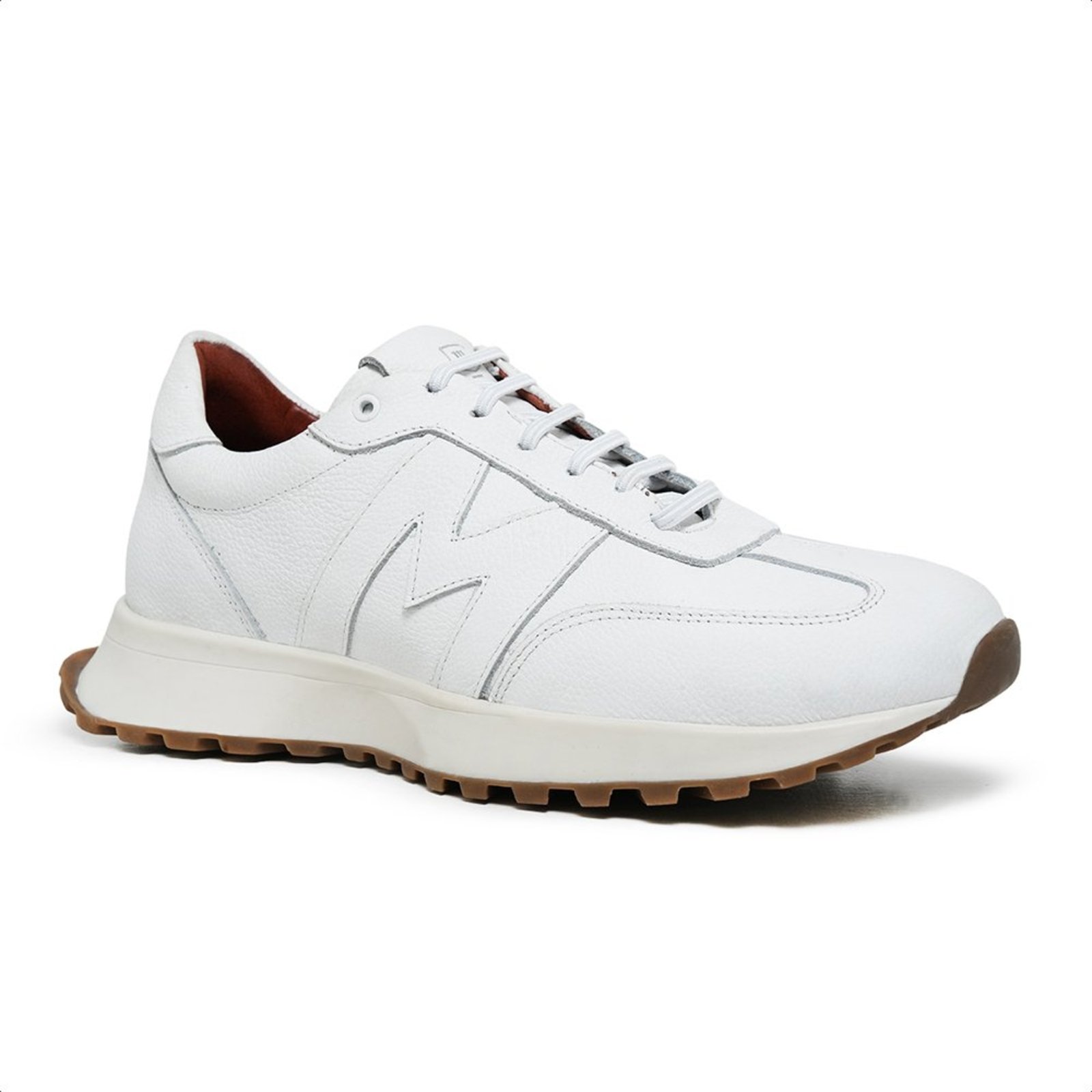 Tênis Masculino Couro Branco Malbork com Amortecedor