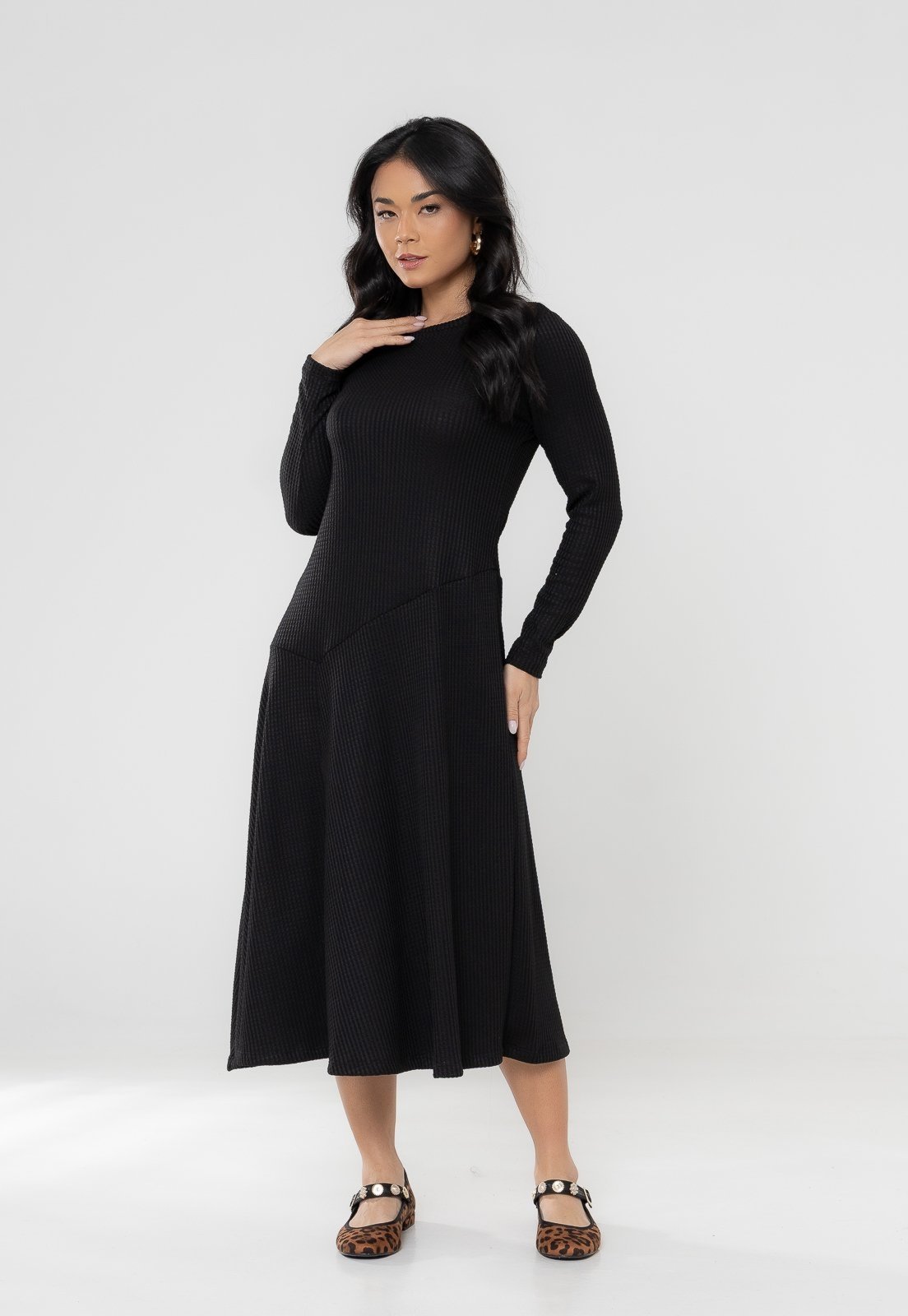 Vestido Aura Vanda Malha Lã Preto