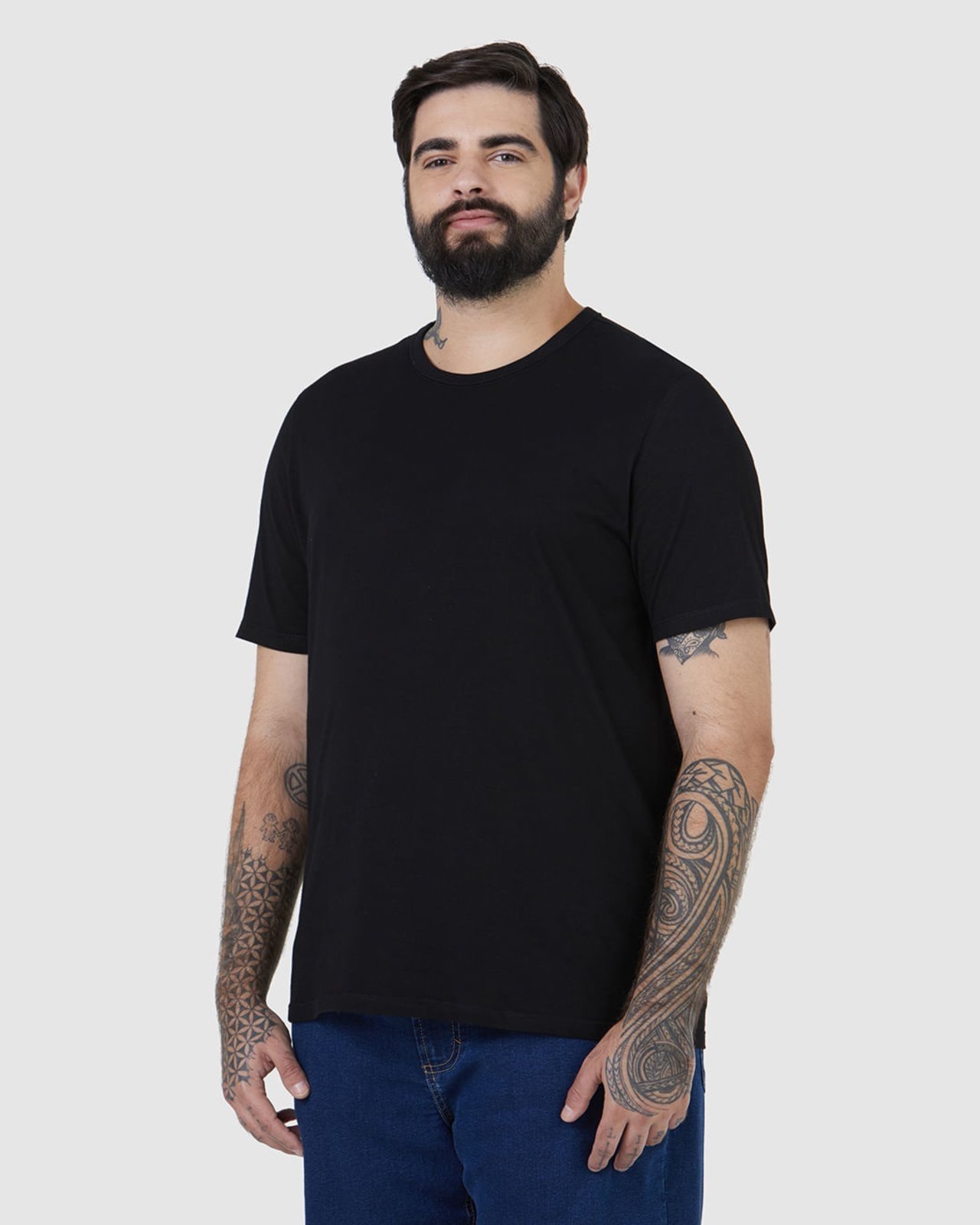 Camiseta Básica Masculina Plus Size Decote Redondo Em Algodão