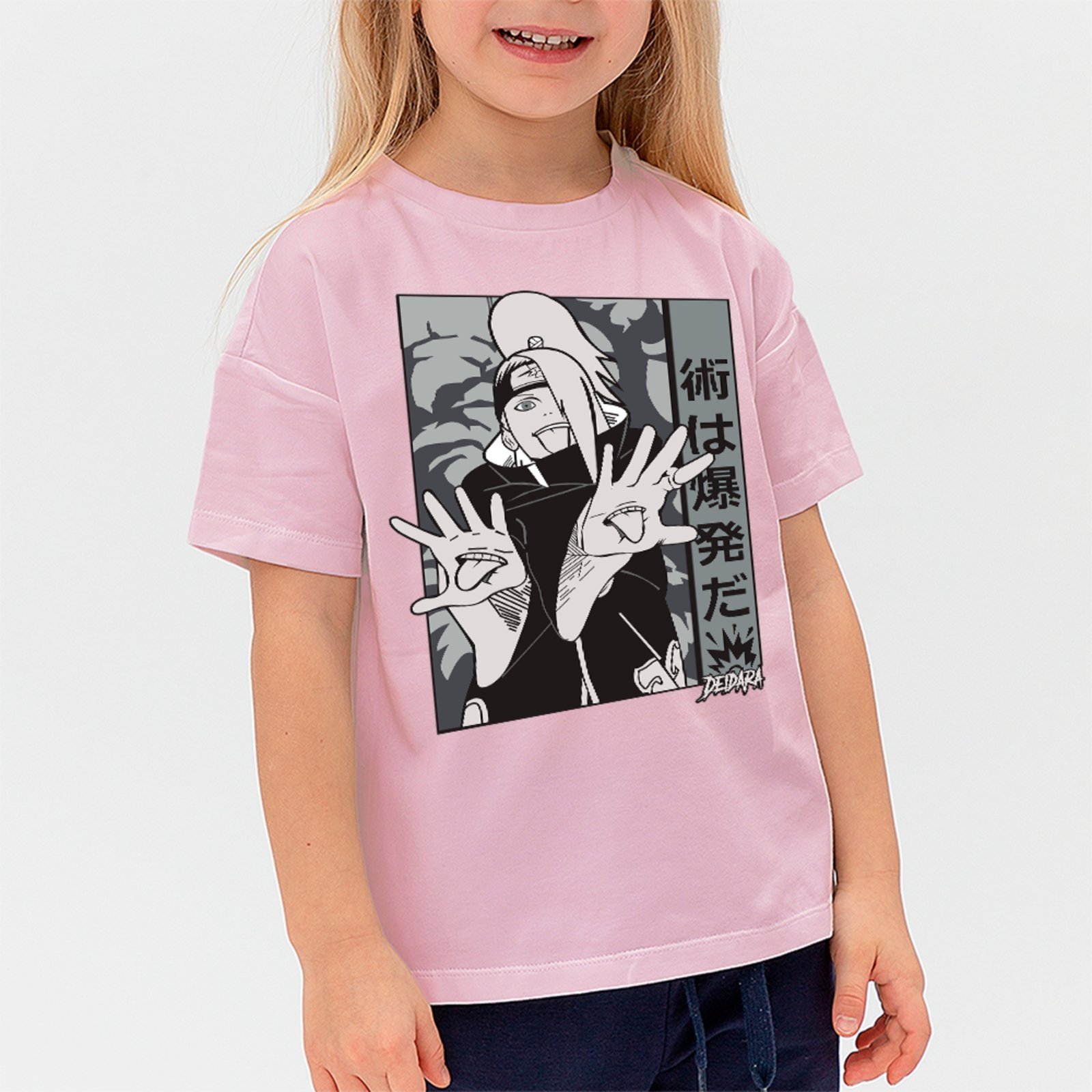 Infantil - Camiseta Unissex Estampa Akatsuki Deidara Anime Naruto Rosa