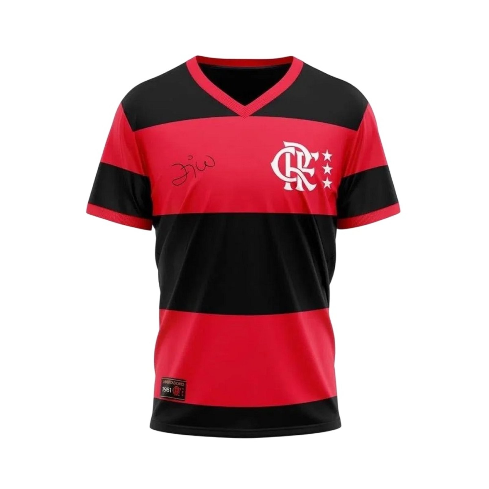 Camisa Braziline Flamengo LIB 81 Zico Masculina - Vermelho/preto