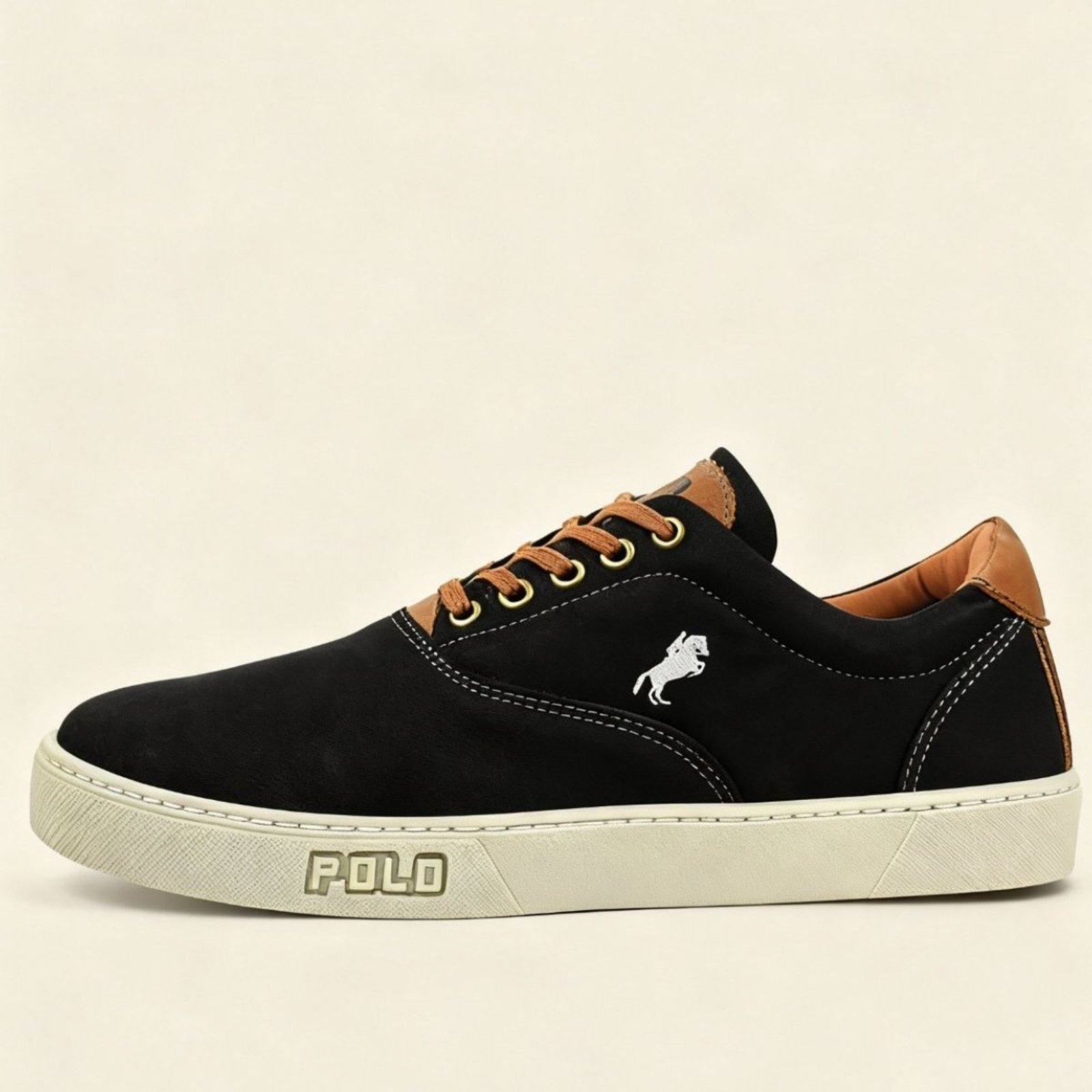 Sapatênis Masculino Tênis Sneakers Polo White Casual Confortável Preto