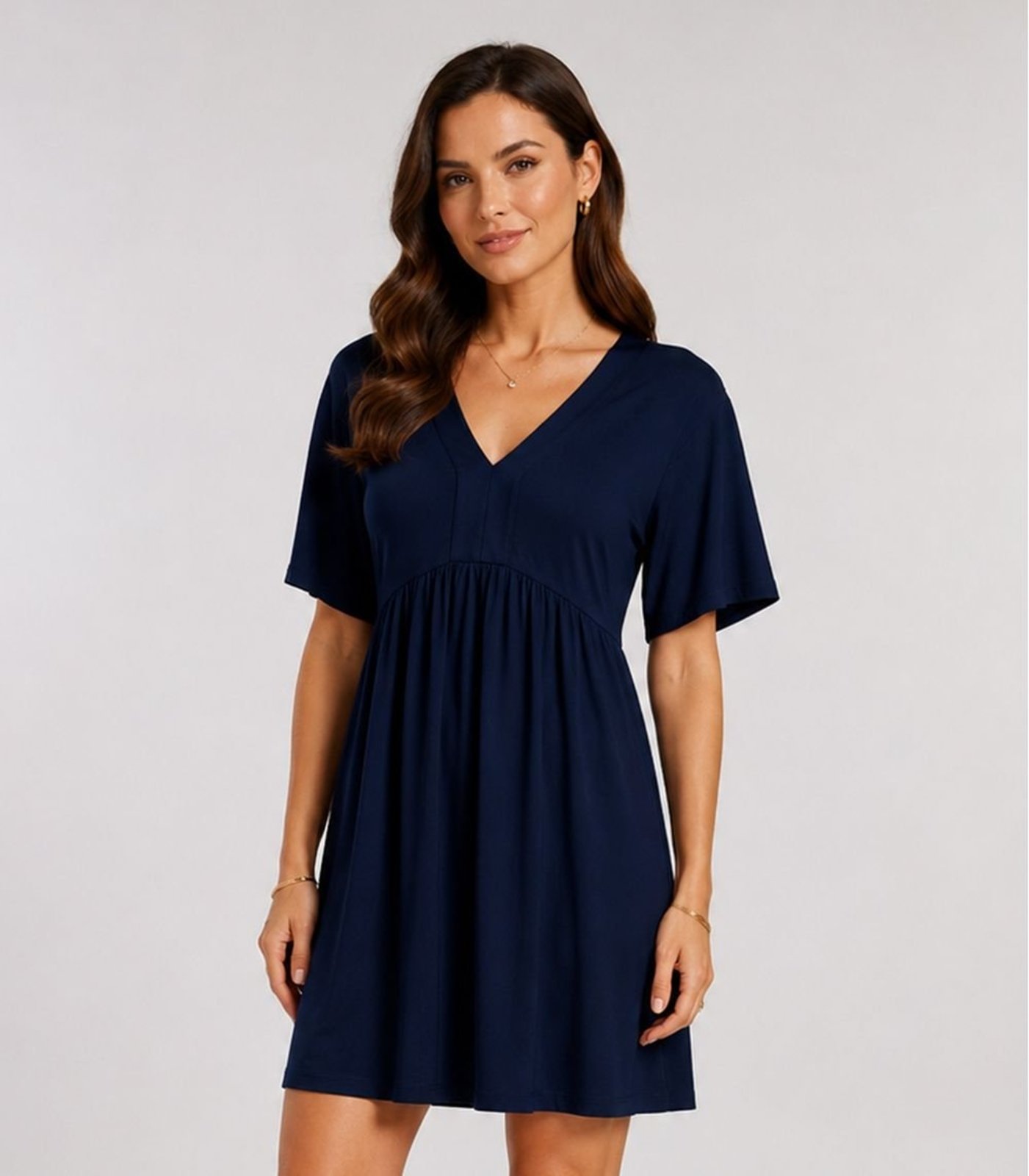 Vestido Feminino Curto Decote Em V Infinita Cor Azul