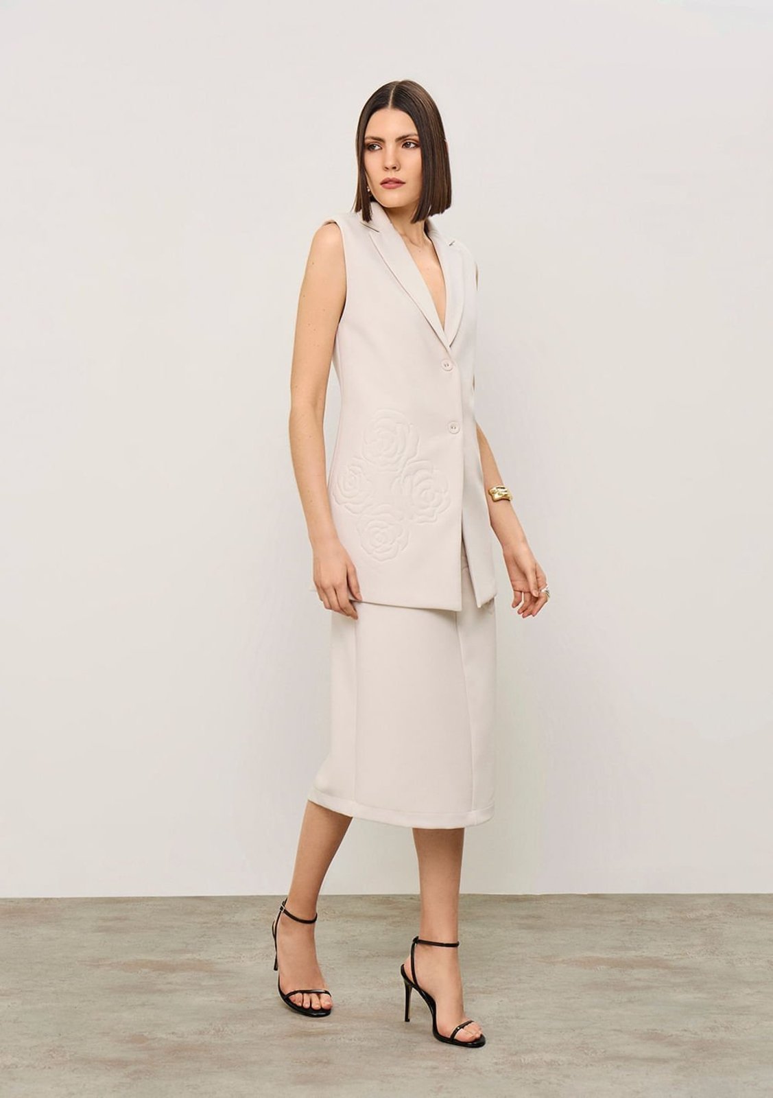Saia Iódice Reta Alta Midi White Off-white