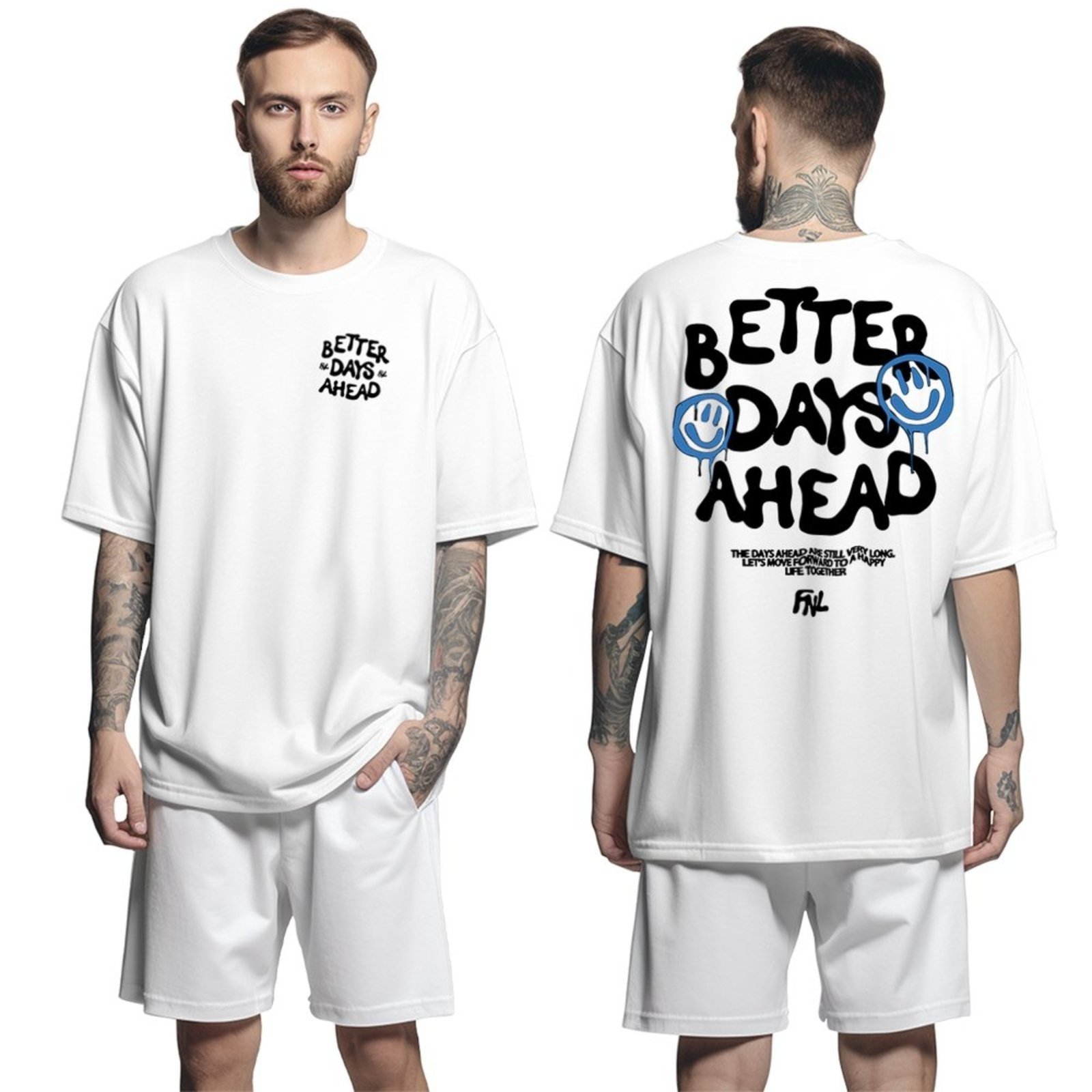 Camiseta Oversized Streetwear Genuine Grit Masculina Larga 100% Algodão 30.1 Better Days Ahead – Branco – P