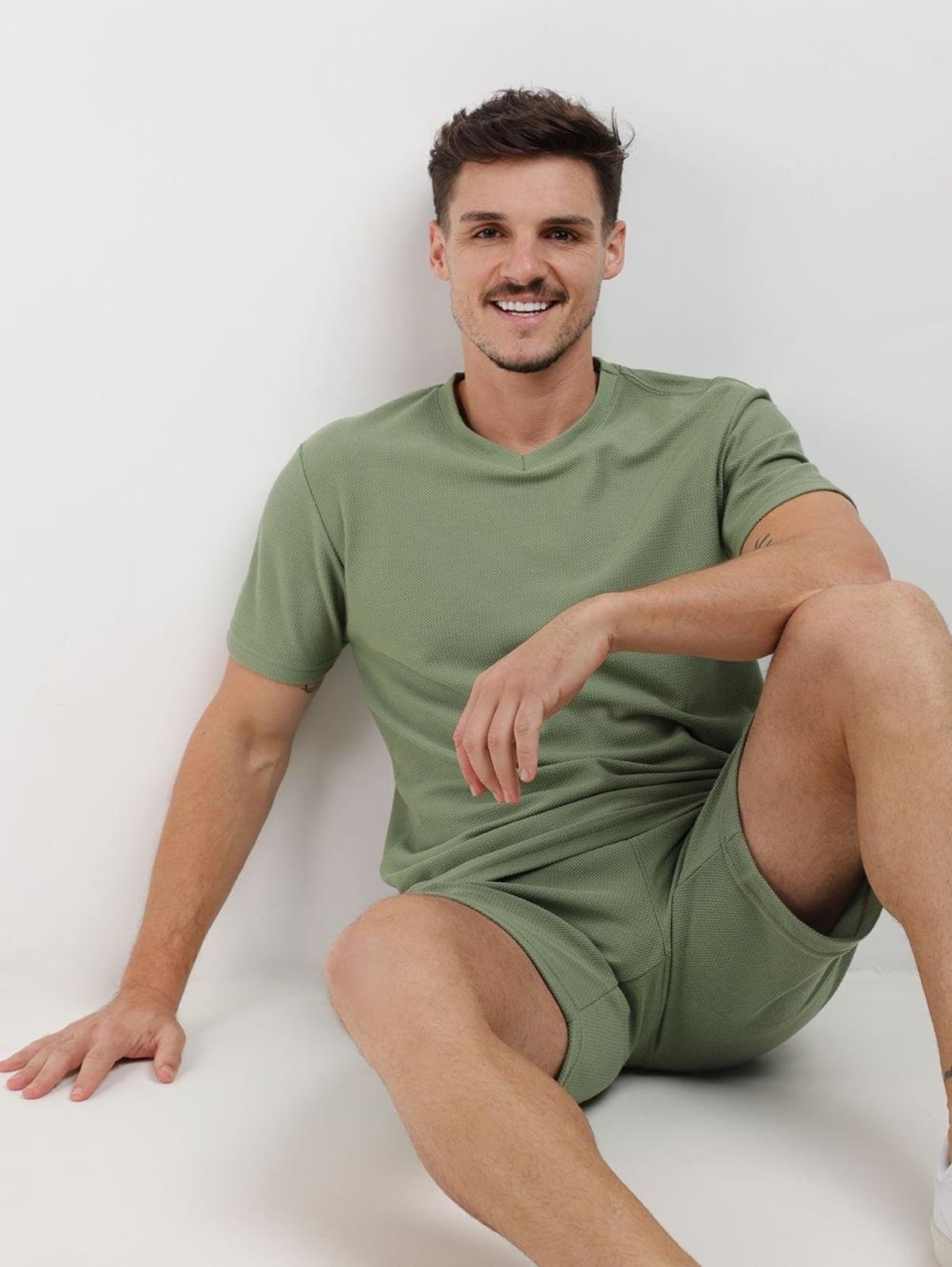 Camiseta Manga Curta Texturizada Masculina VERDE