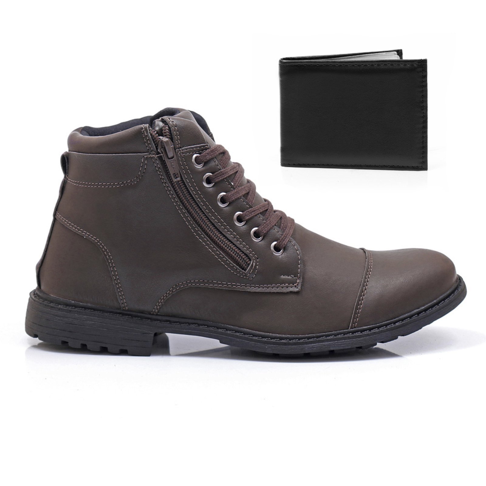 Bota Masculina Bredeni com Zíper Capital Com Carteira Marrom